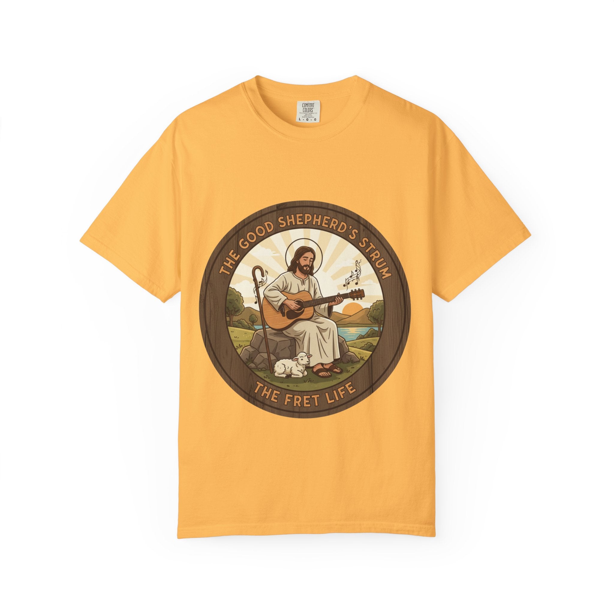 The Good Shepherd's Strum T-Shirt: Led by the Ultimate Musician.