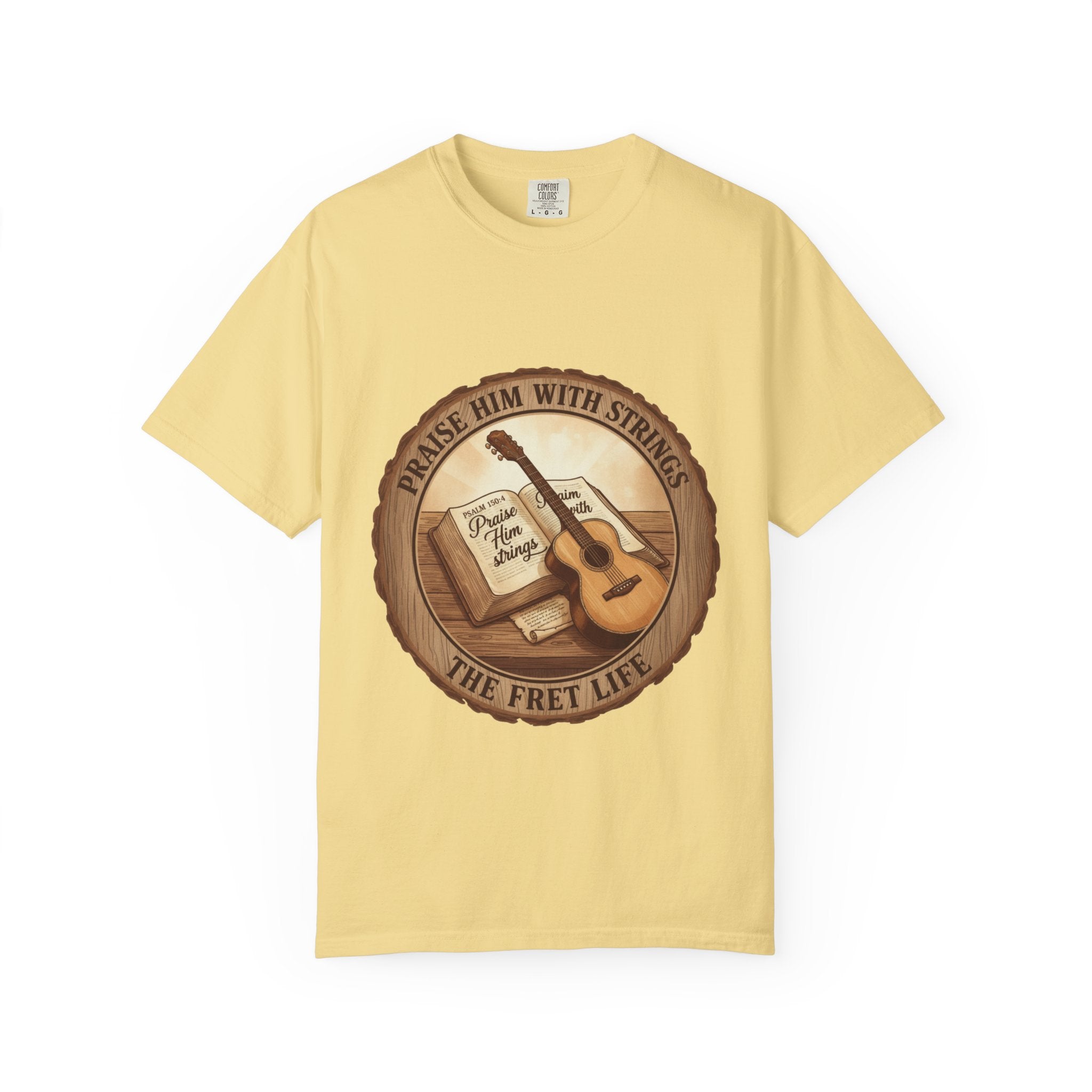 Praise Him With Strings T-Shirt | Psalm 150:4 Christian Guitar Tee