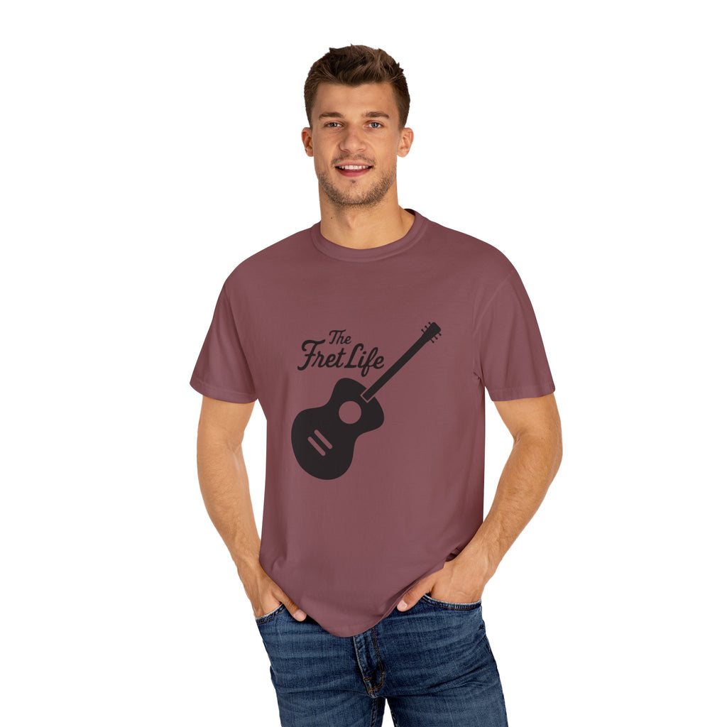 Acoustic Guitar, The Fret Life, Unisex Garment-Dyed T-shirt