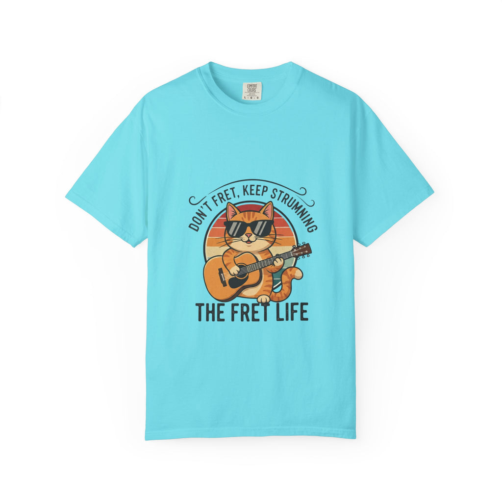 Don't Fret, Keep Strumming: Cat & Guitar Lover's Tee