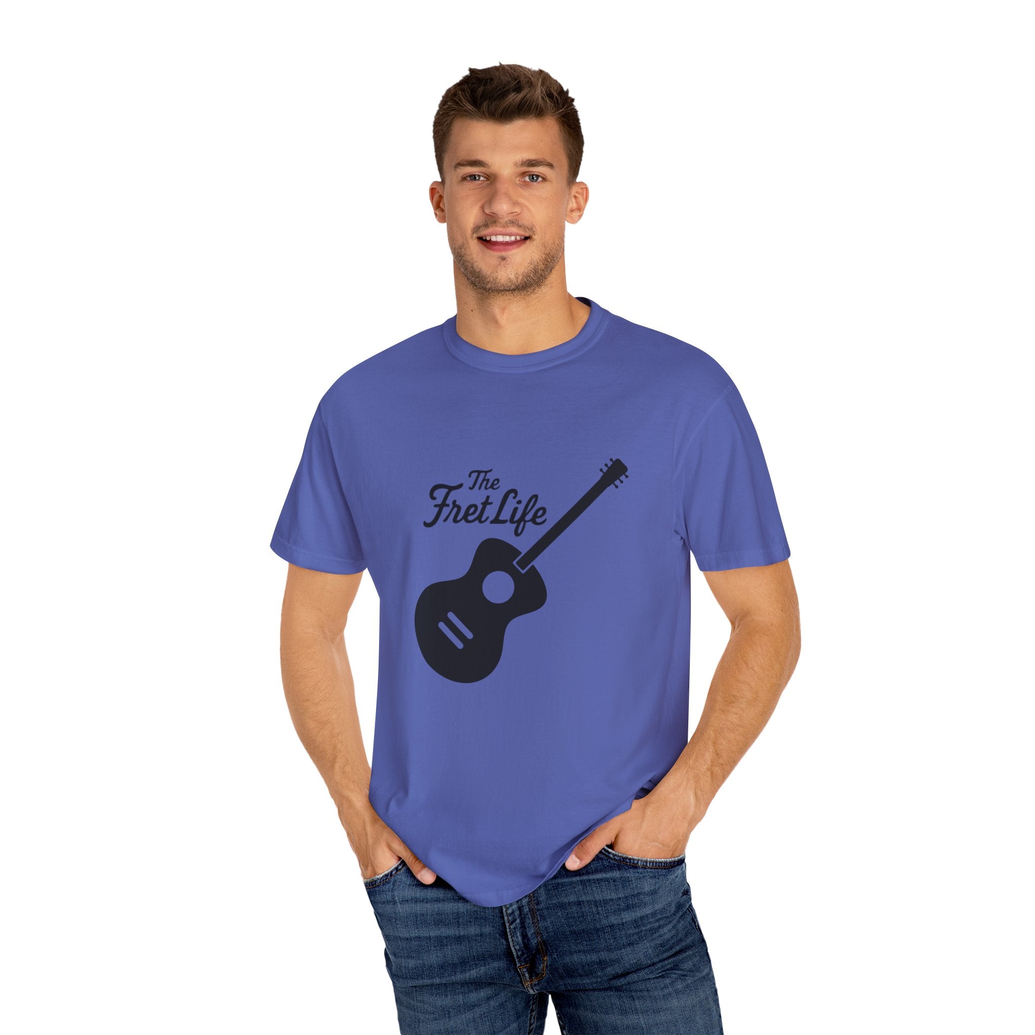 Acoustic Guitar, The Fret Life, Unisex Garment-Dyed T-shirt