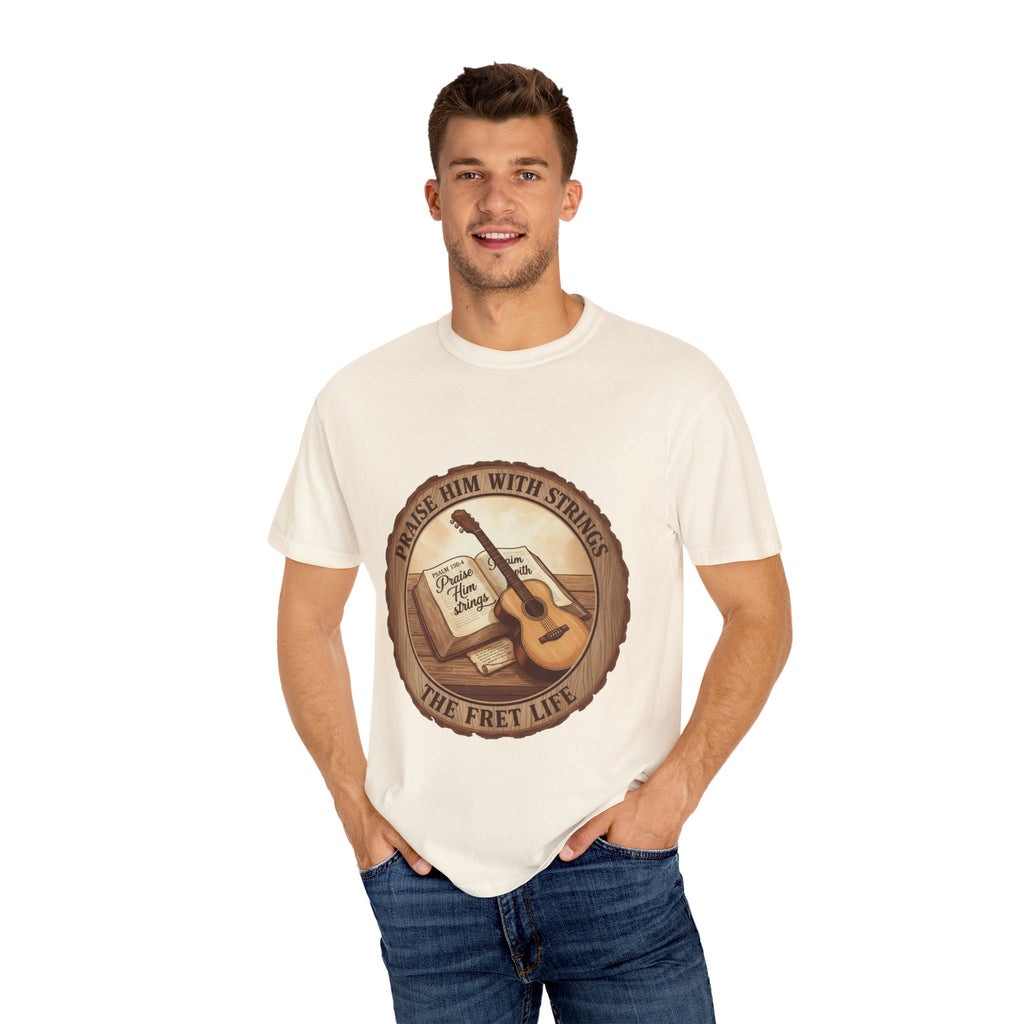 Praise Him With Strings T-Shirt | Psalm 150:4 Christian Guitar Tee