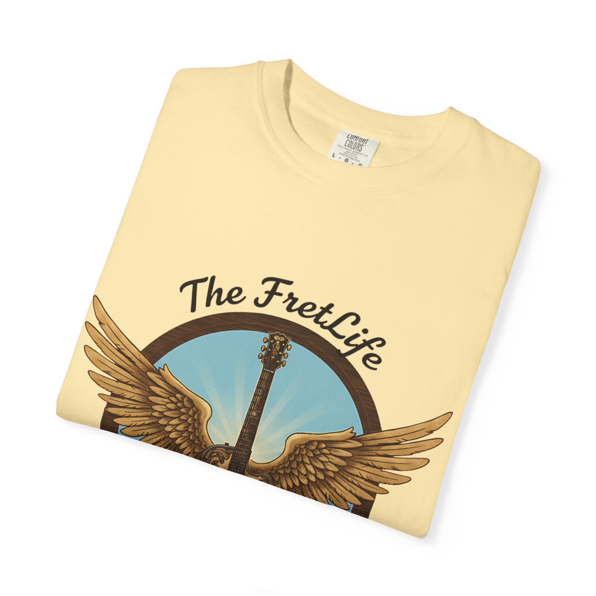 Winged Guitar T-shirt - The Fret Life Logo, Music Lover Gift