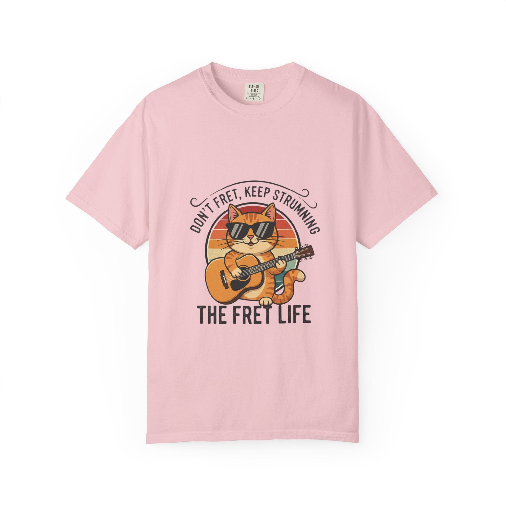 Don't Fret, Keep Strumming: Cat & Guitar Lover's Tee