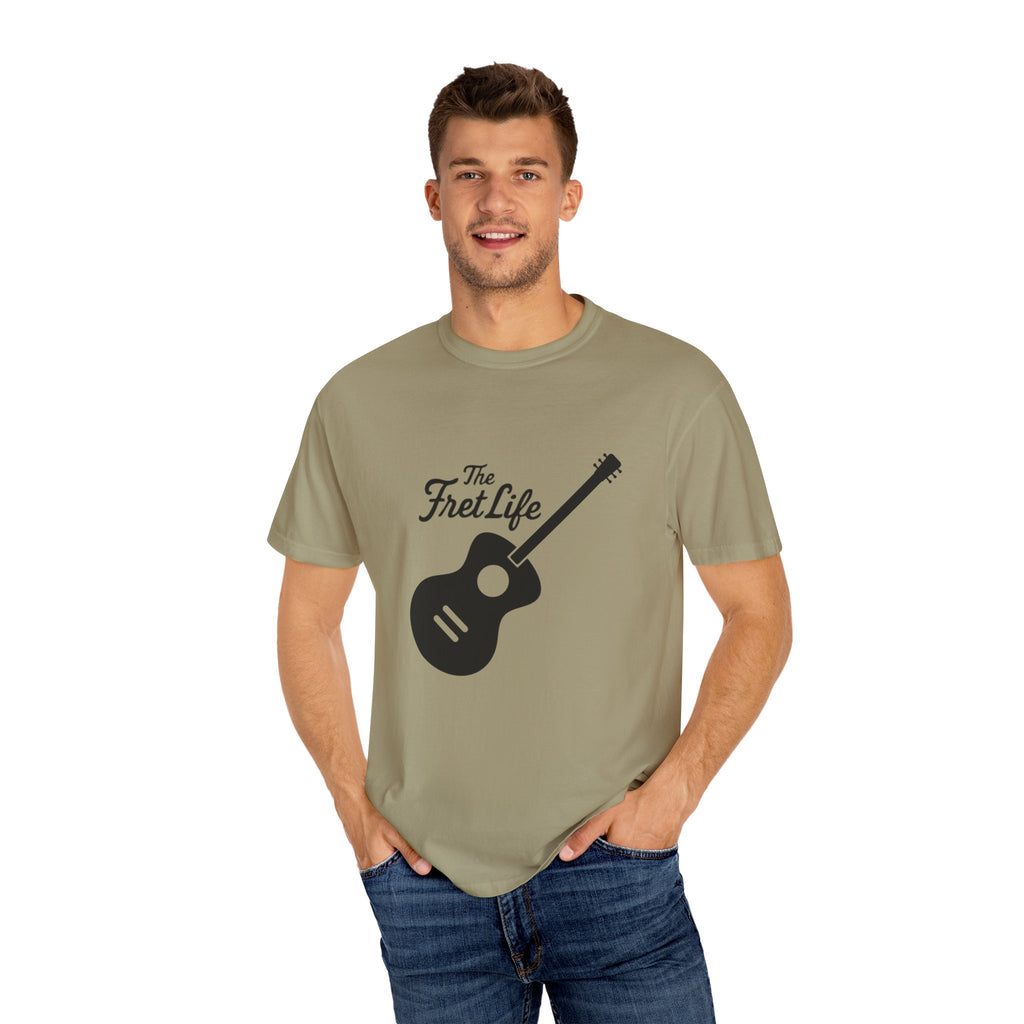Acoustic Guitar, The Fret Life, Unisex Garment-Dyed T-shirt