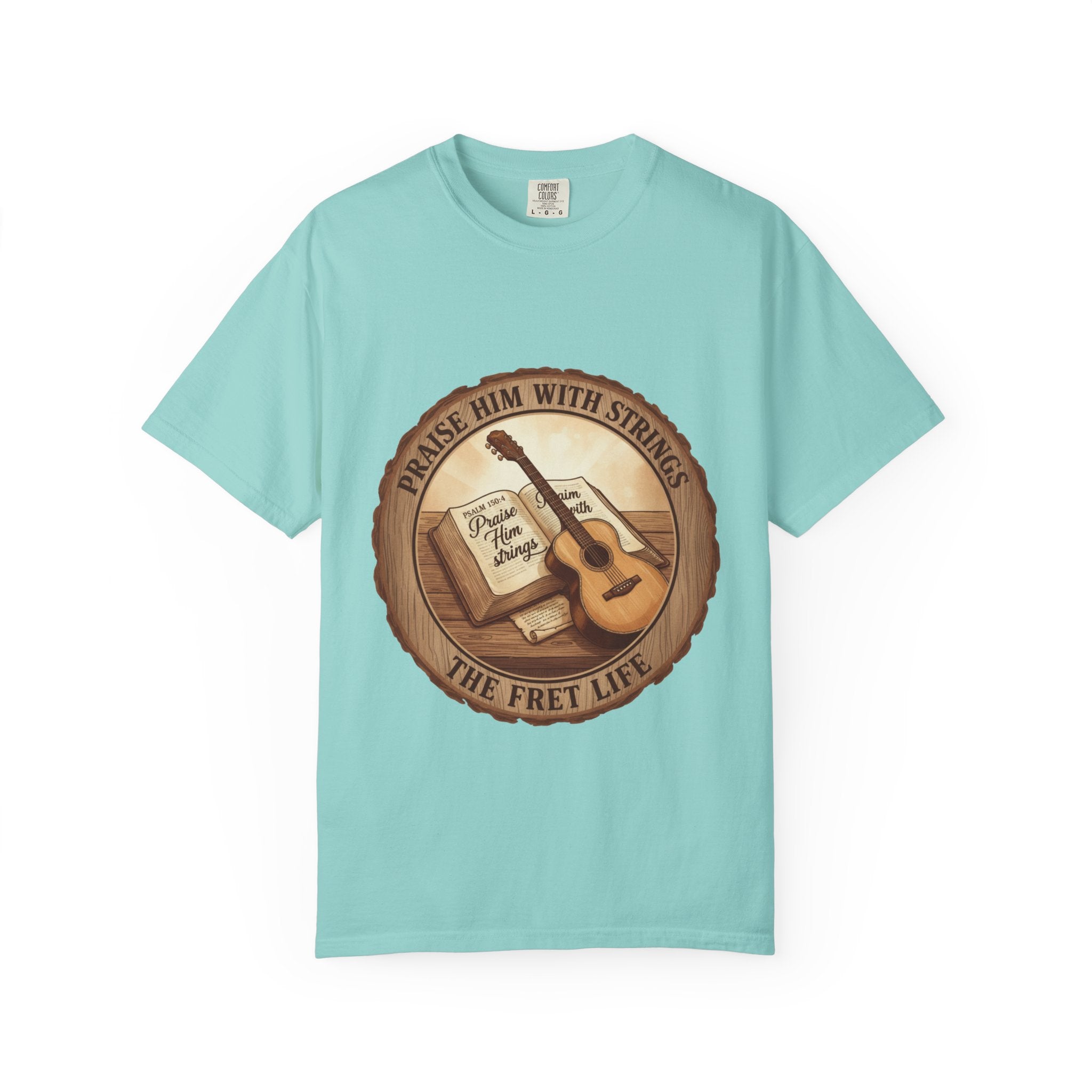 Praise Him With Strings T-Shirt | Psalm 150:4 Christian Guitar Tee