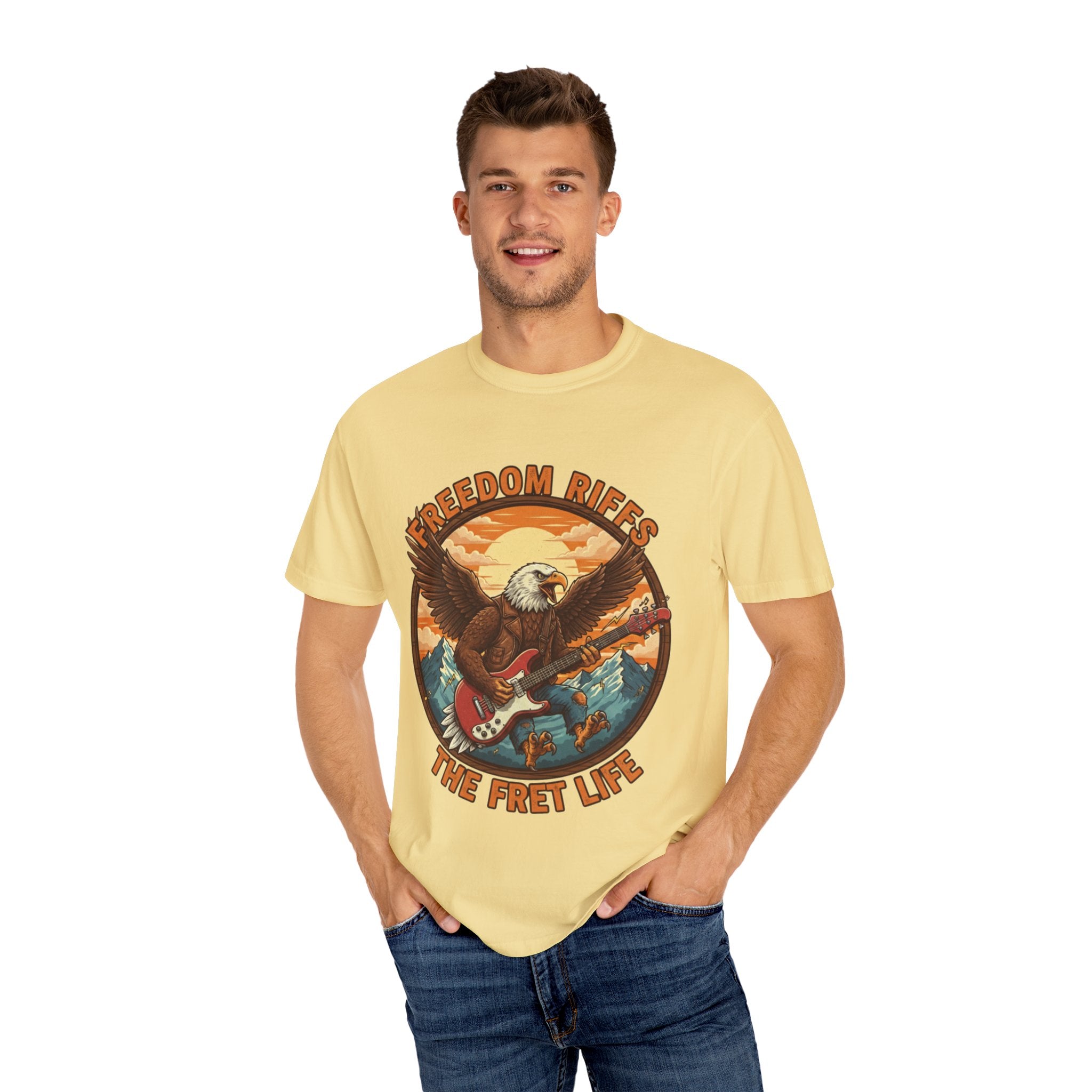 Freedom Riffs: The Eagle's Patriotic Shred Fret Life Tee