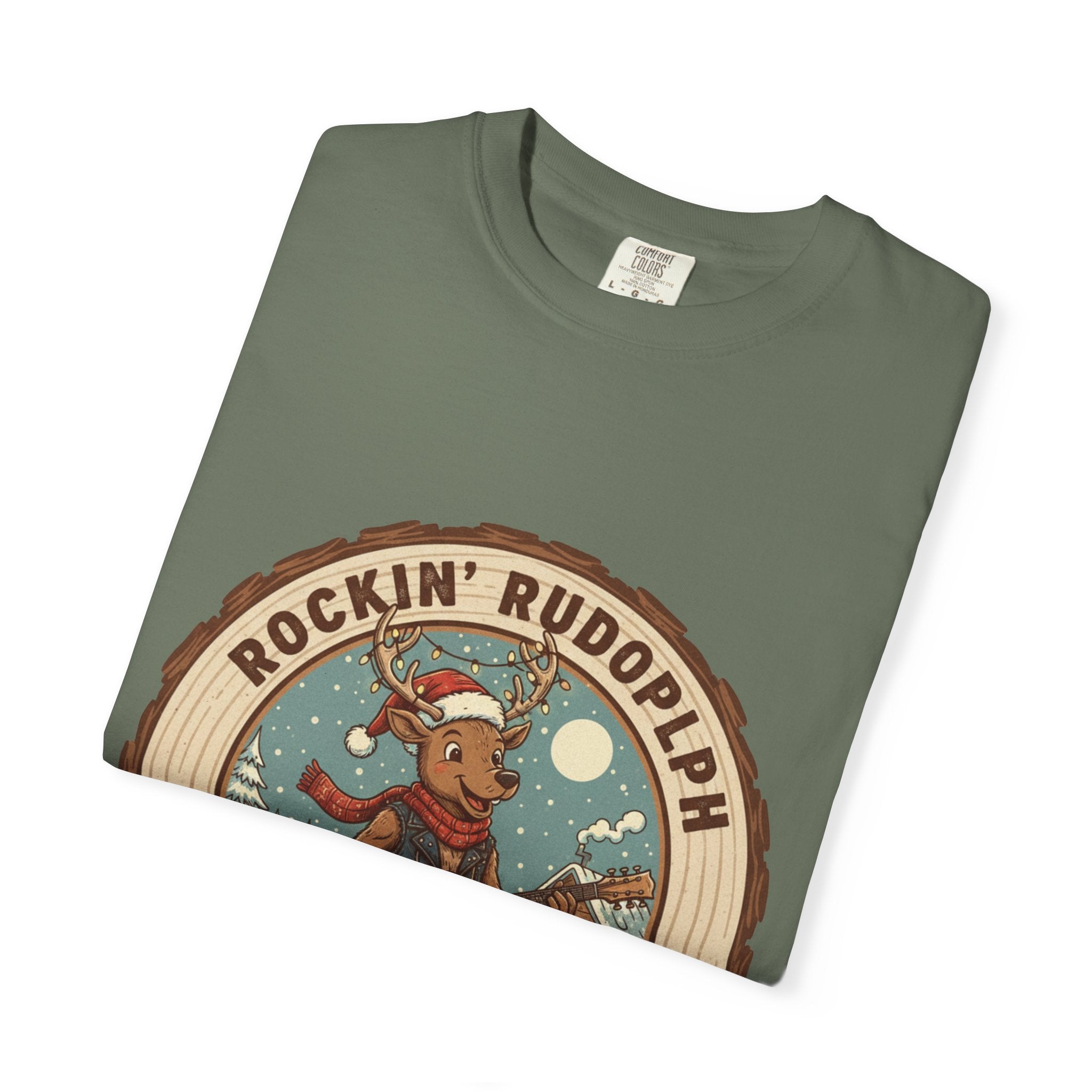 Rockin' Rudolph Christmas T-Shirt | Funny Reindeer Guitar Tee
