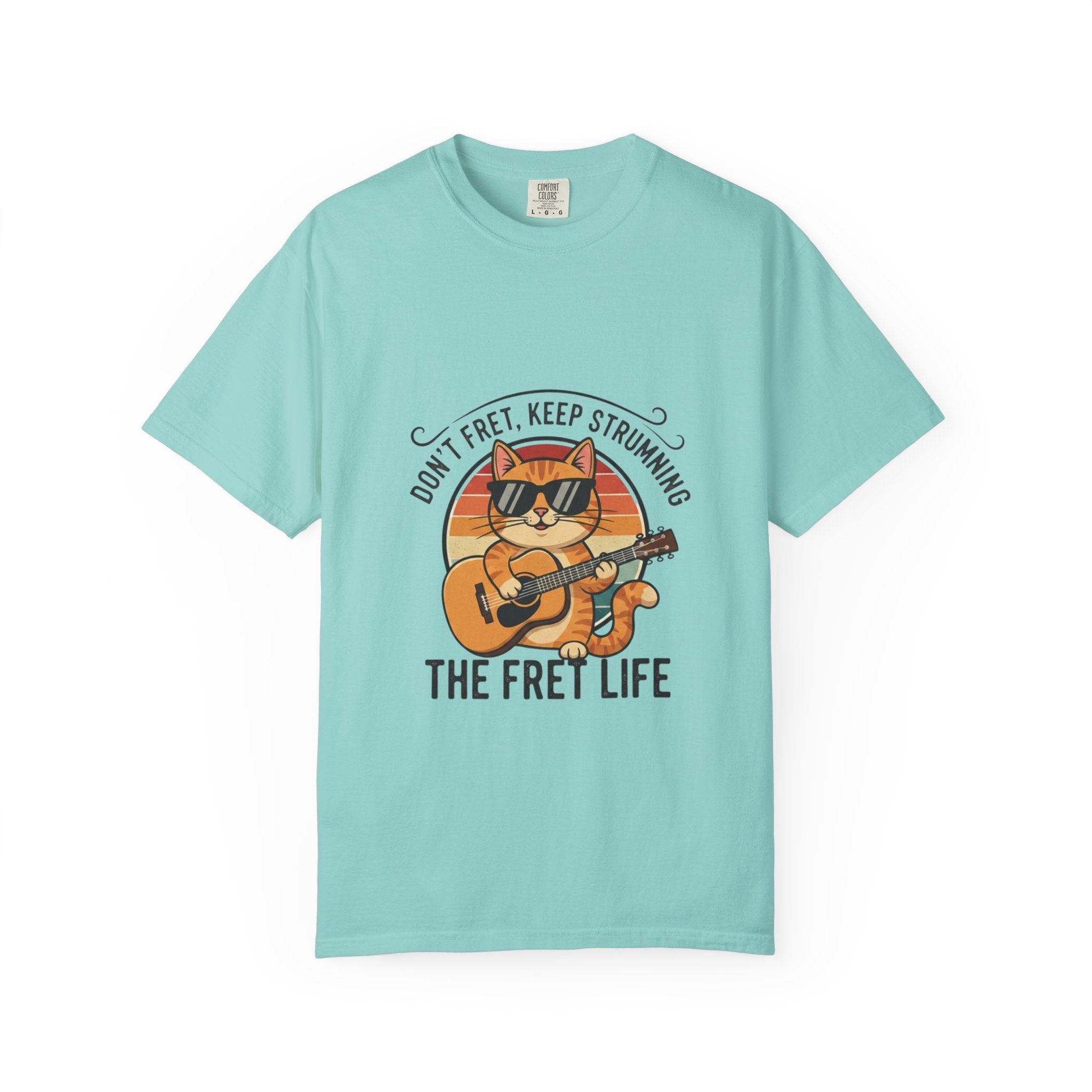 Don't Fret, Keep Strumming: Cat & Guitar Lover's Tee