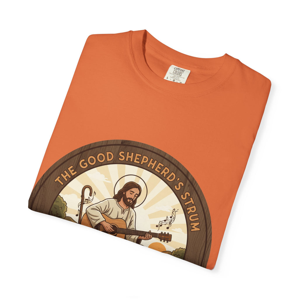 The Good Shepherd's Strum T-Shirt: Led by the Ultimate Musician.