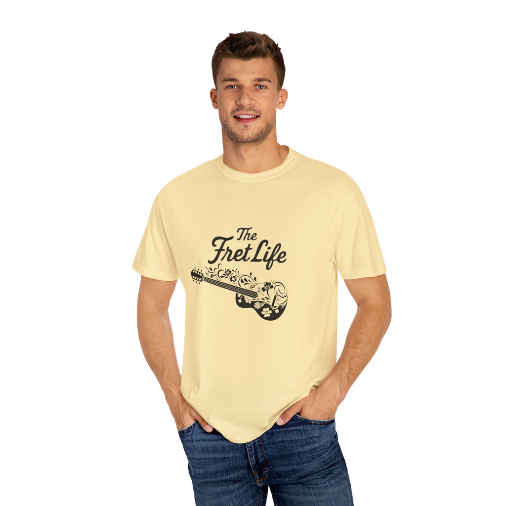 T-shirt - Flower Guitar 'The Fret Life' Subtle Design - Music and Guitar Lover Gift