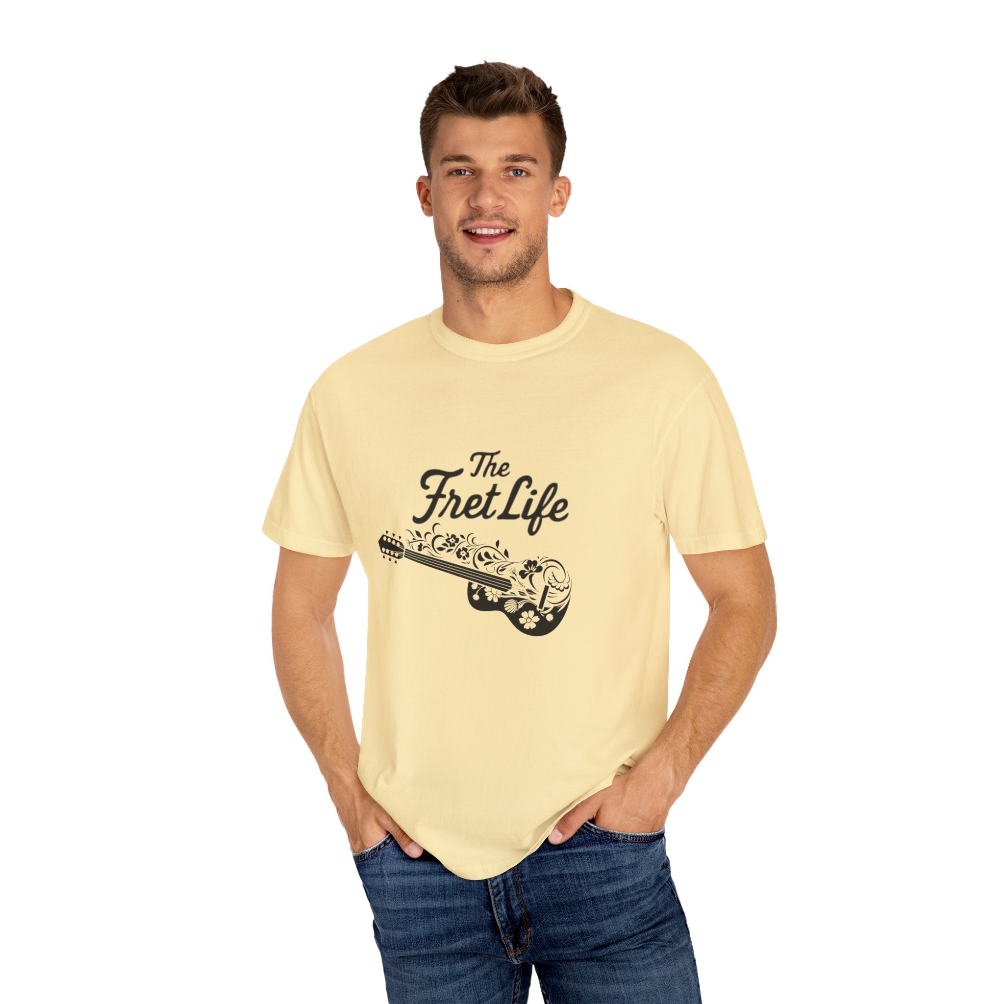 T-shirt - Flower Guitar 'The Fret Life' Subtle Design - Music and Guitar Lover Gift