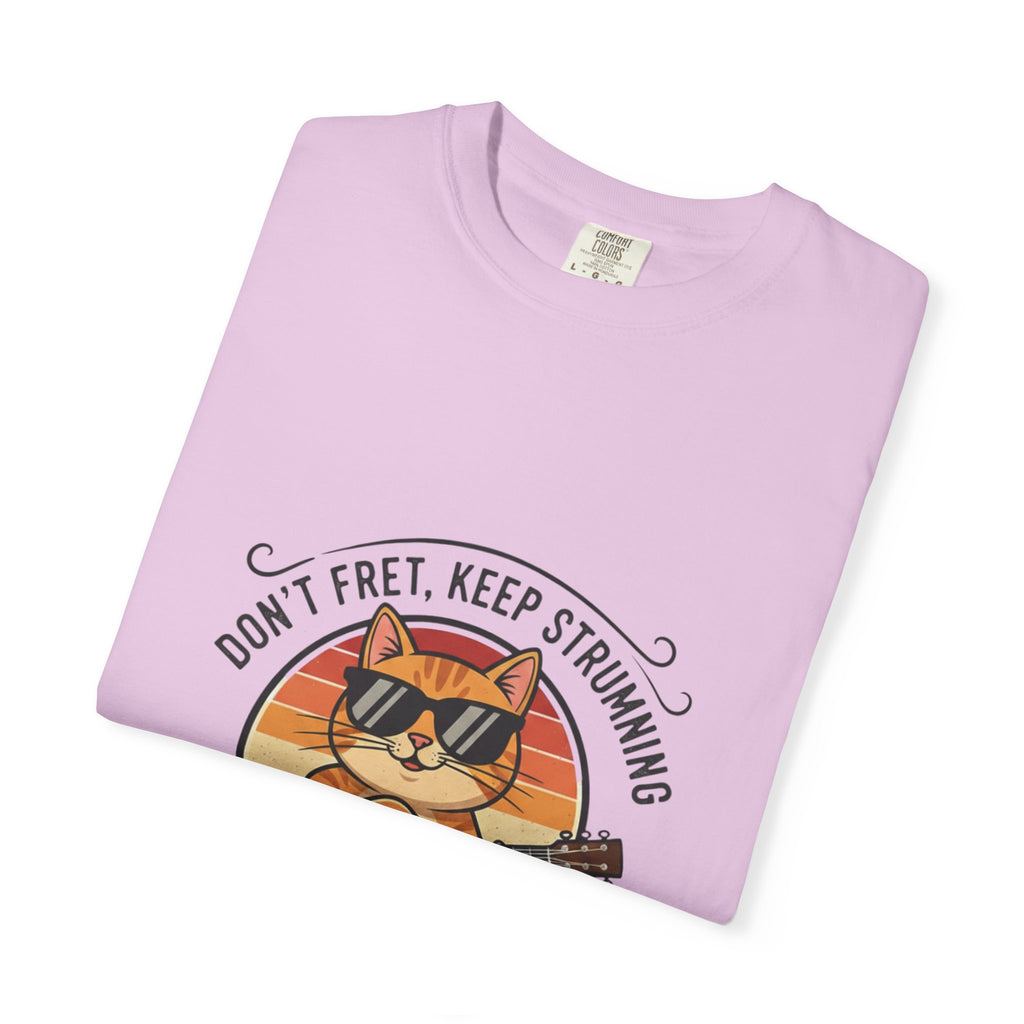 Don't Fret, Keep Strumming: Cat & Guitar Lover's Tee