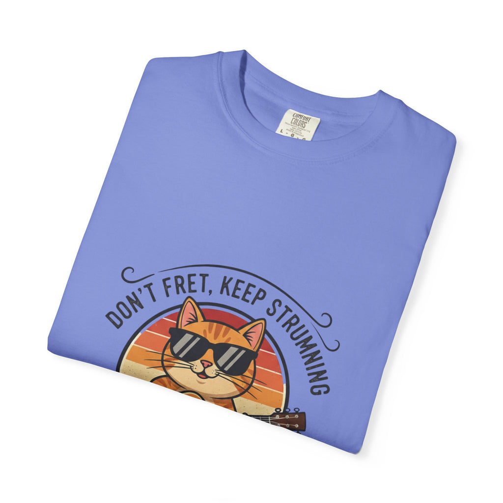 Don't Fret, Keep Strumming: Cat & Guitar Lover's Tee