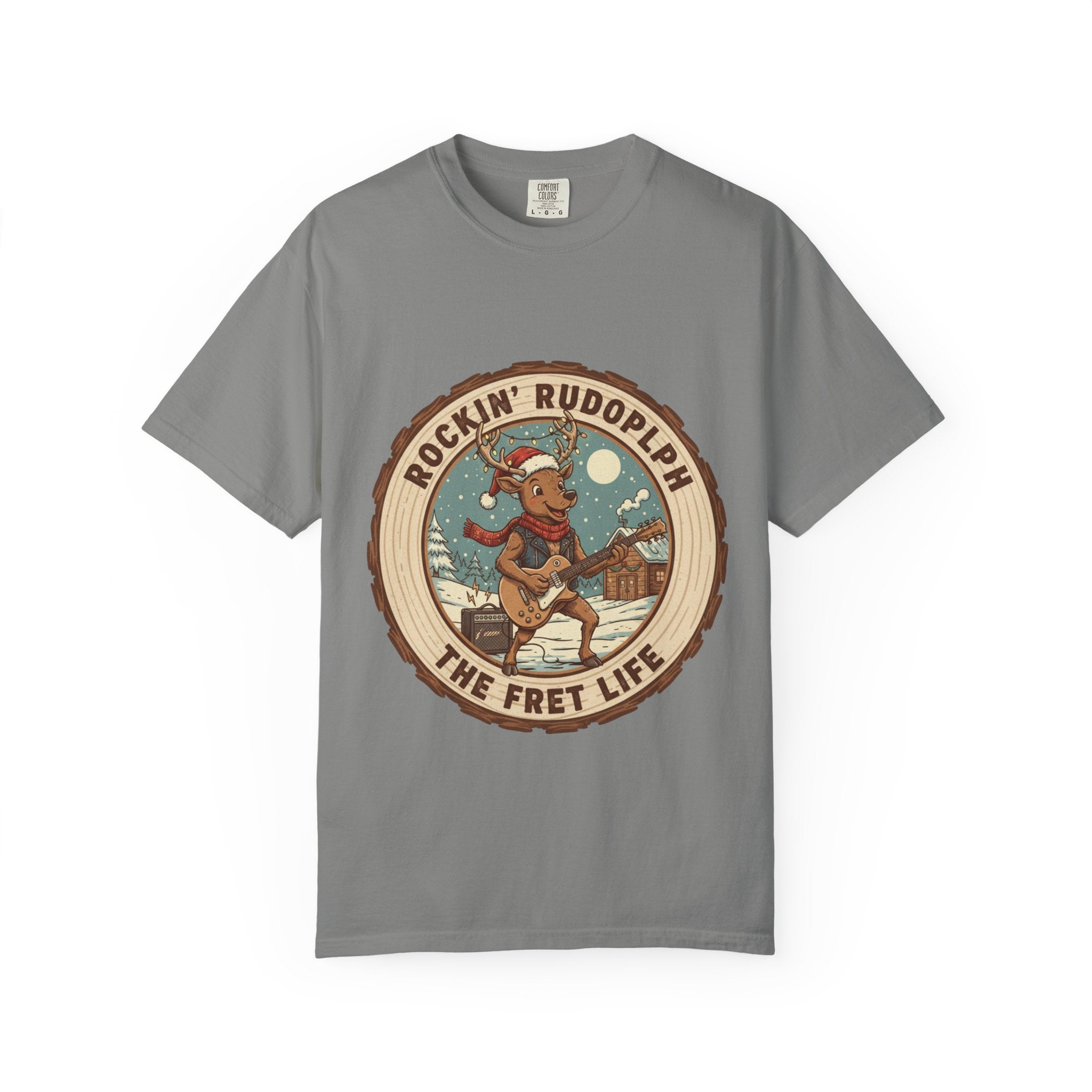 Rockin' Rudolph Christmas T-Shirt | Funny Reindeer Guitar Tee
