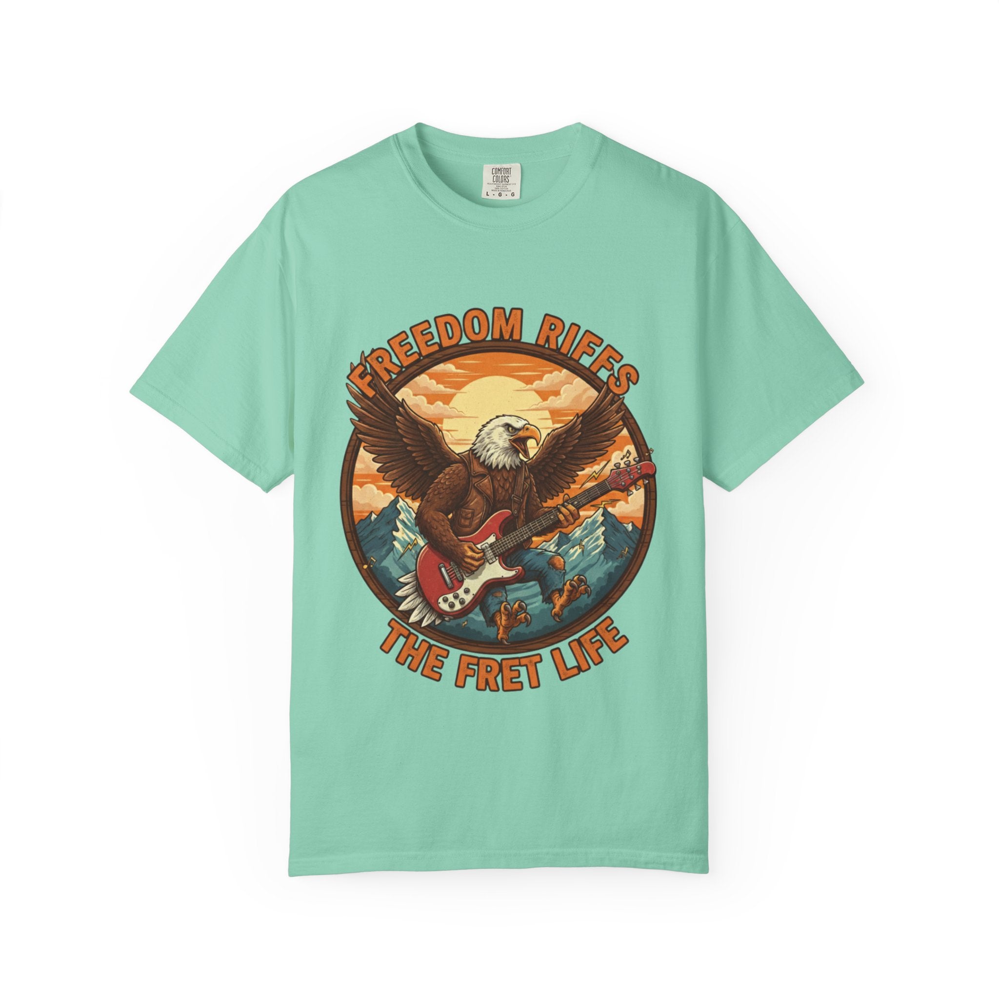 Freedom Riffs: The Eagle's Patriotic Shred Fret Life Tee