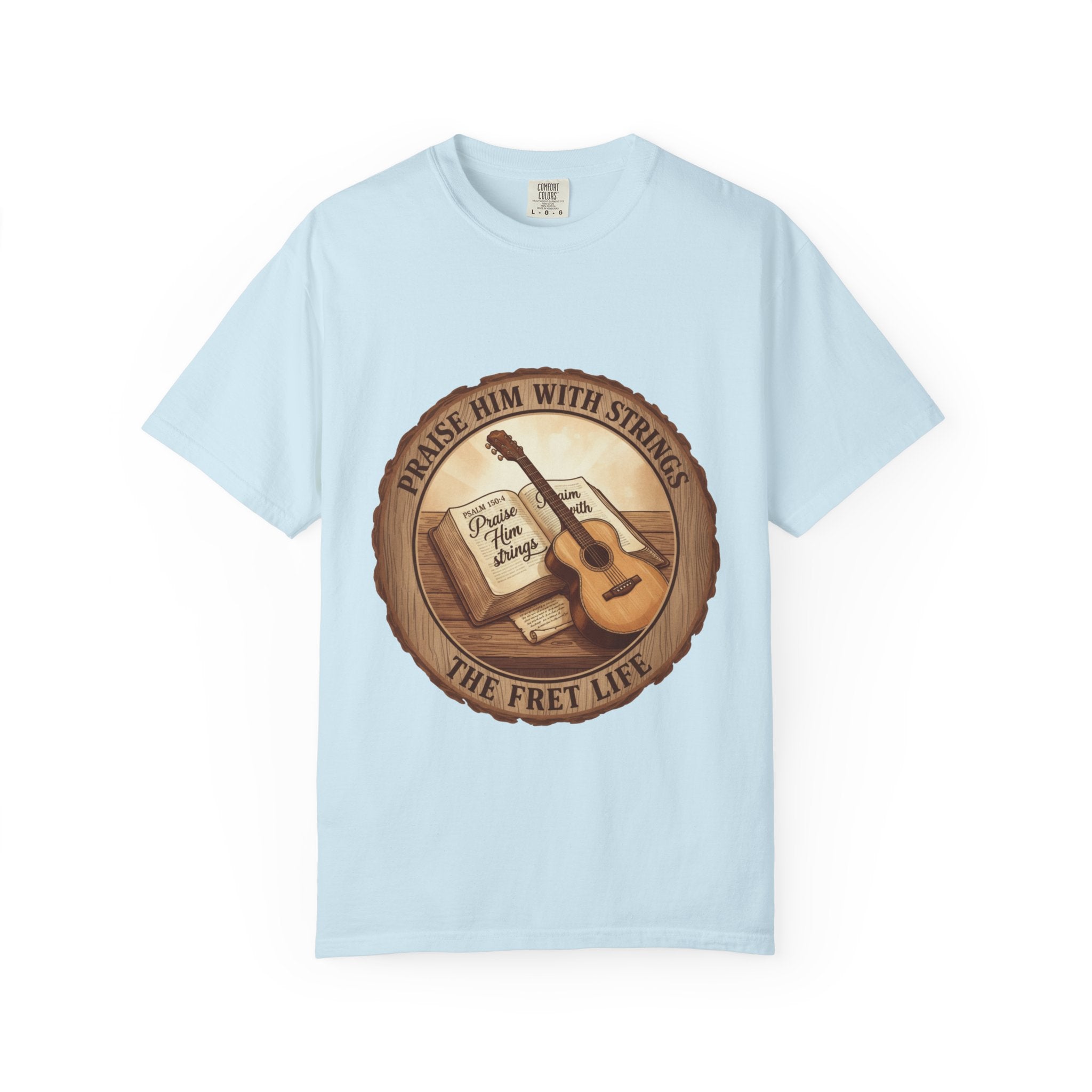 Praise Him With Strings T-Shirt | Psalm 150:4 Christian Guitar Tee