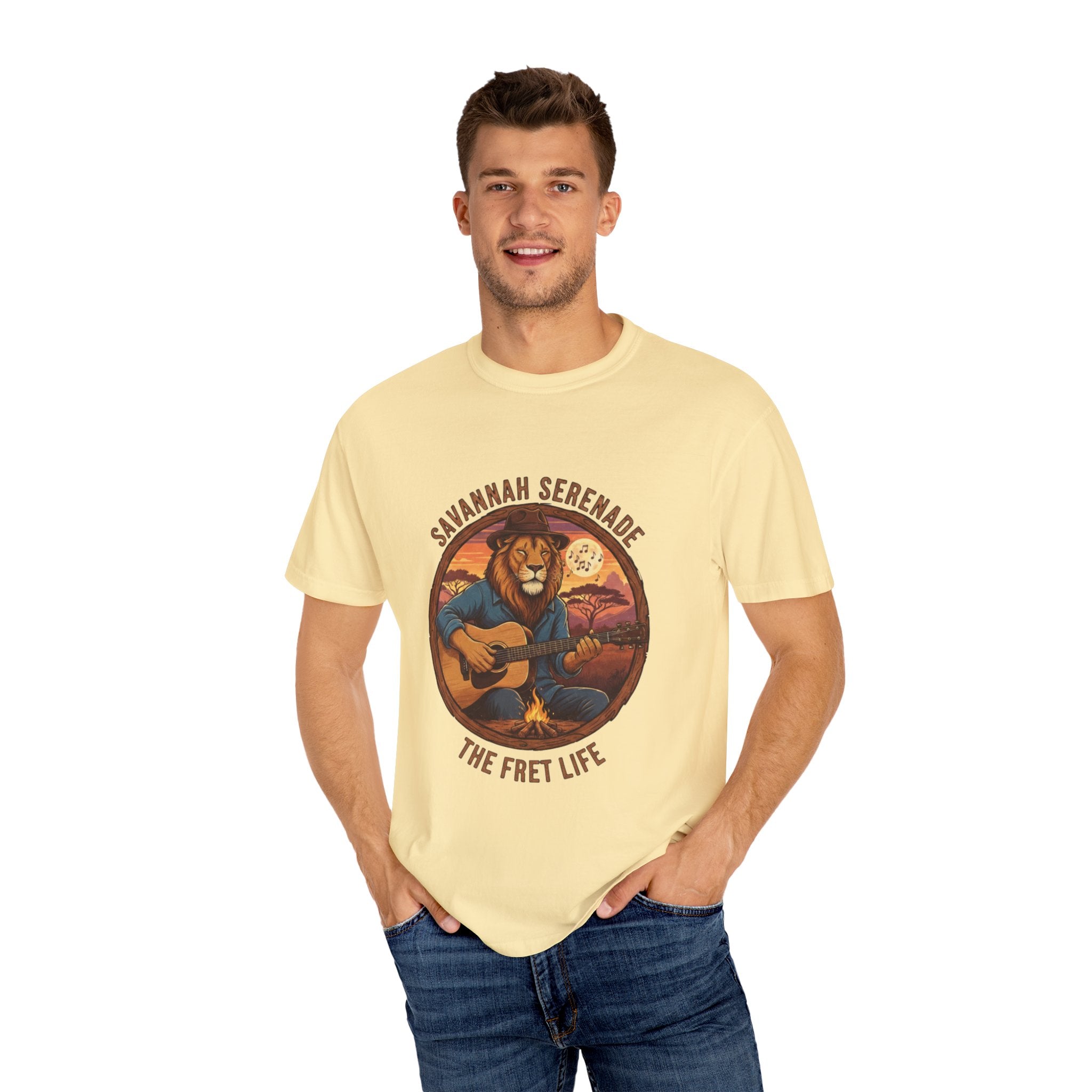 Savannah Serenade: The King of the Jungle's Fret Life Tee