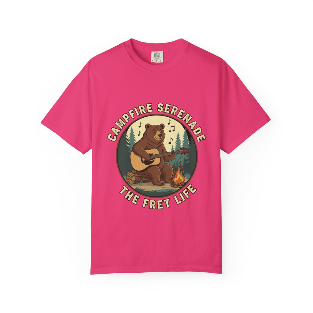 Campfire Serenade, Bear playing guitar design Garment-Dyed T-shirt