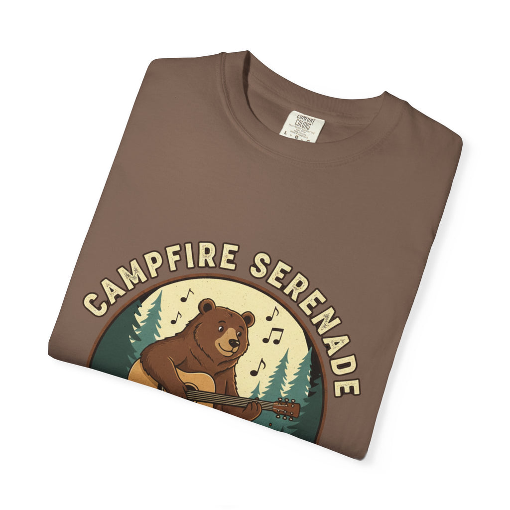 Campfire Serenade, Bear playing guitar design Garment-Dyed T-shirt