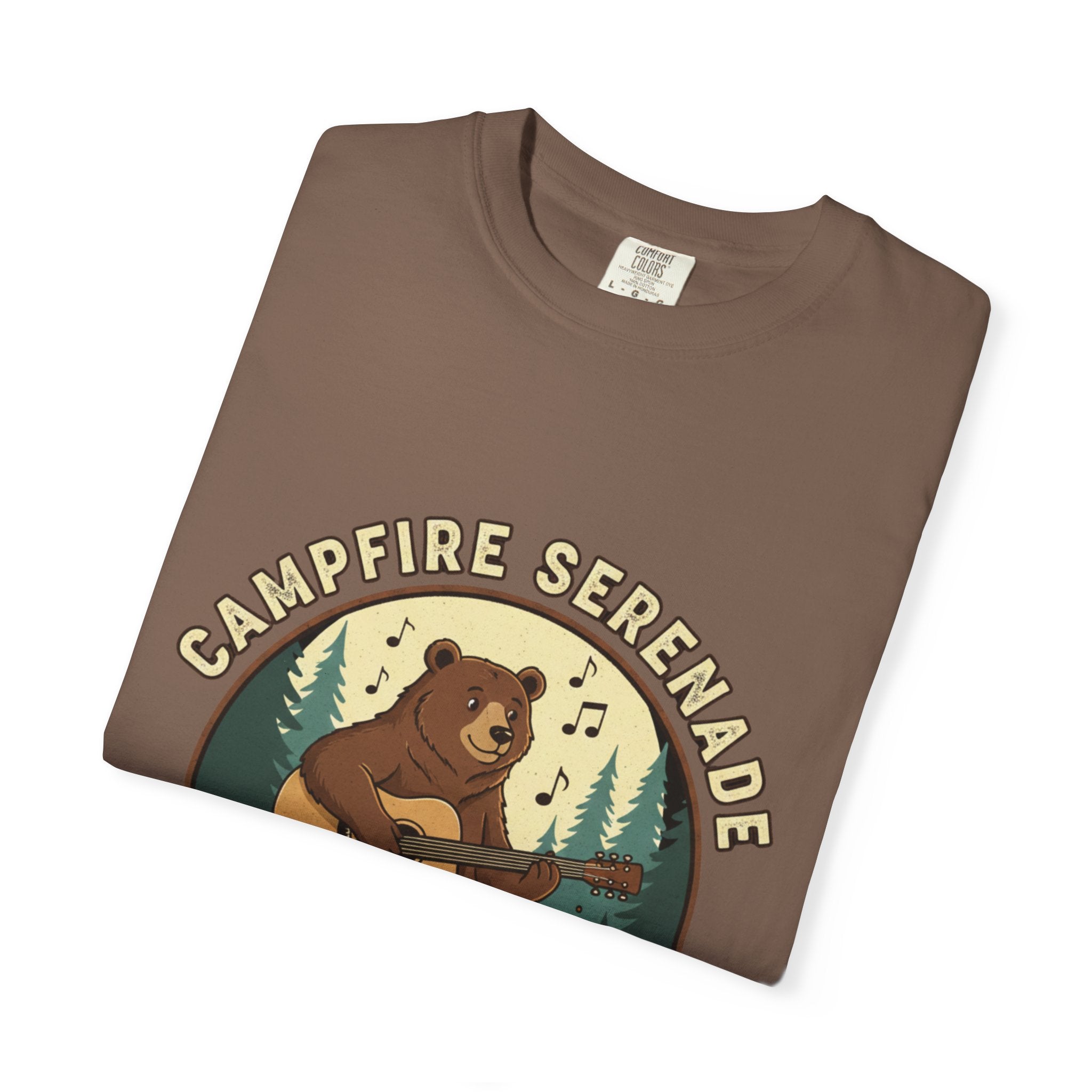 Campfire Serenade, Bear playing guitar design Garment-Dyed T-shirt