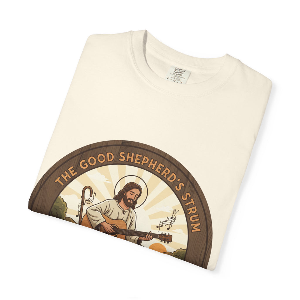 The Good Shepherd's Strum T-Shirt: Led by the Ultimate Musician.
