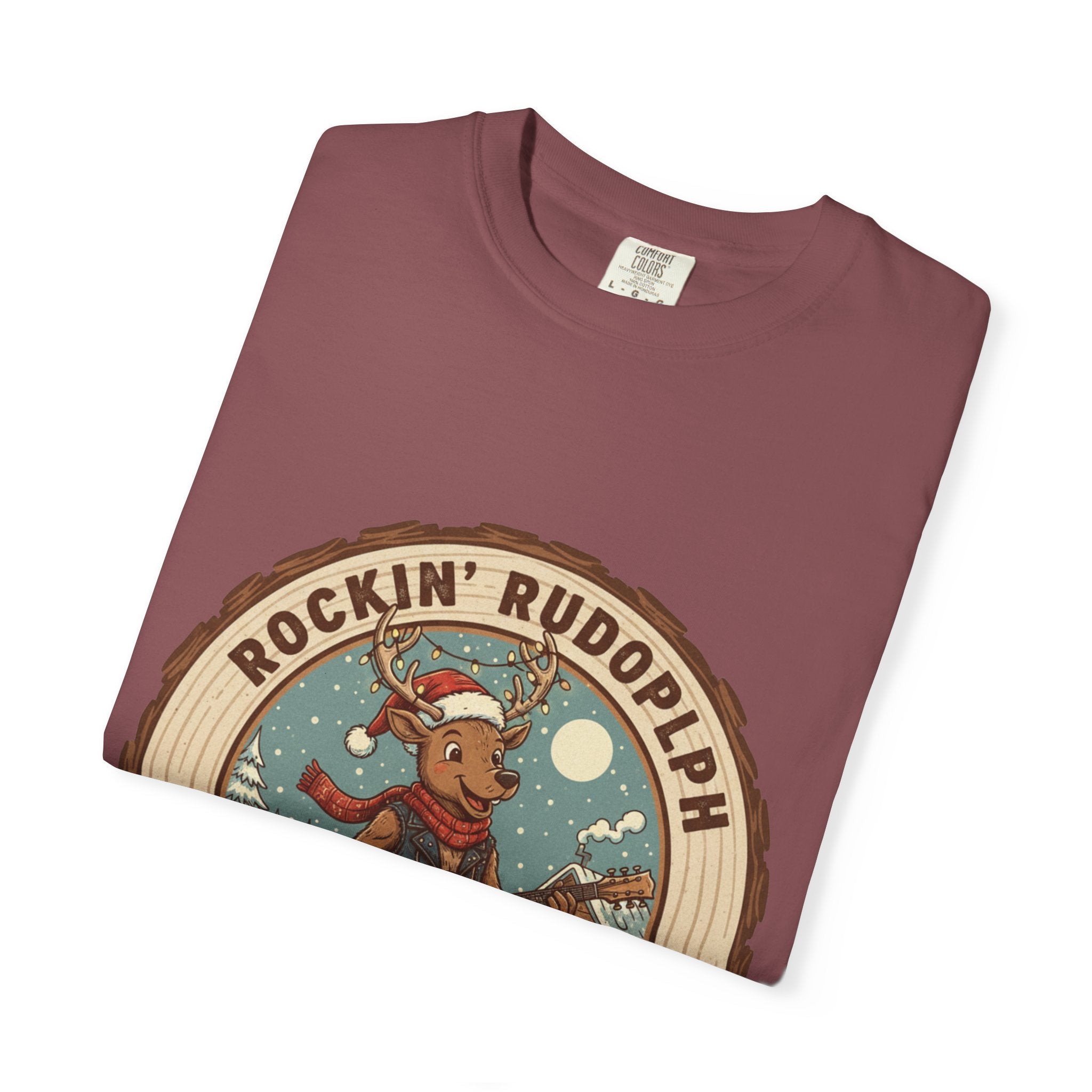 Rockin' Rudolph Christmas T-Shirt | Funny Reindeer Guitar Tee