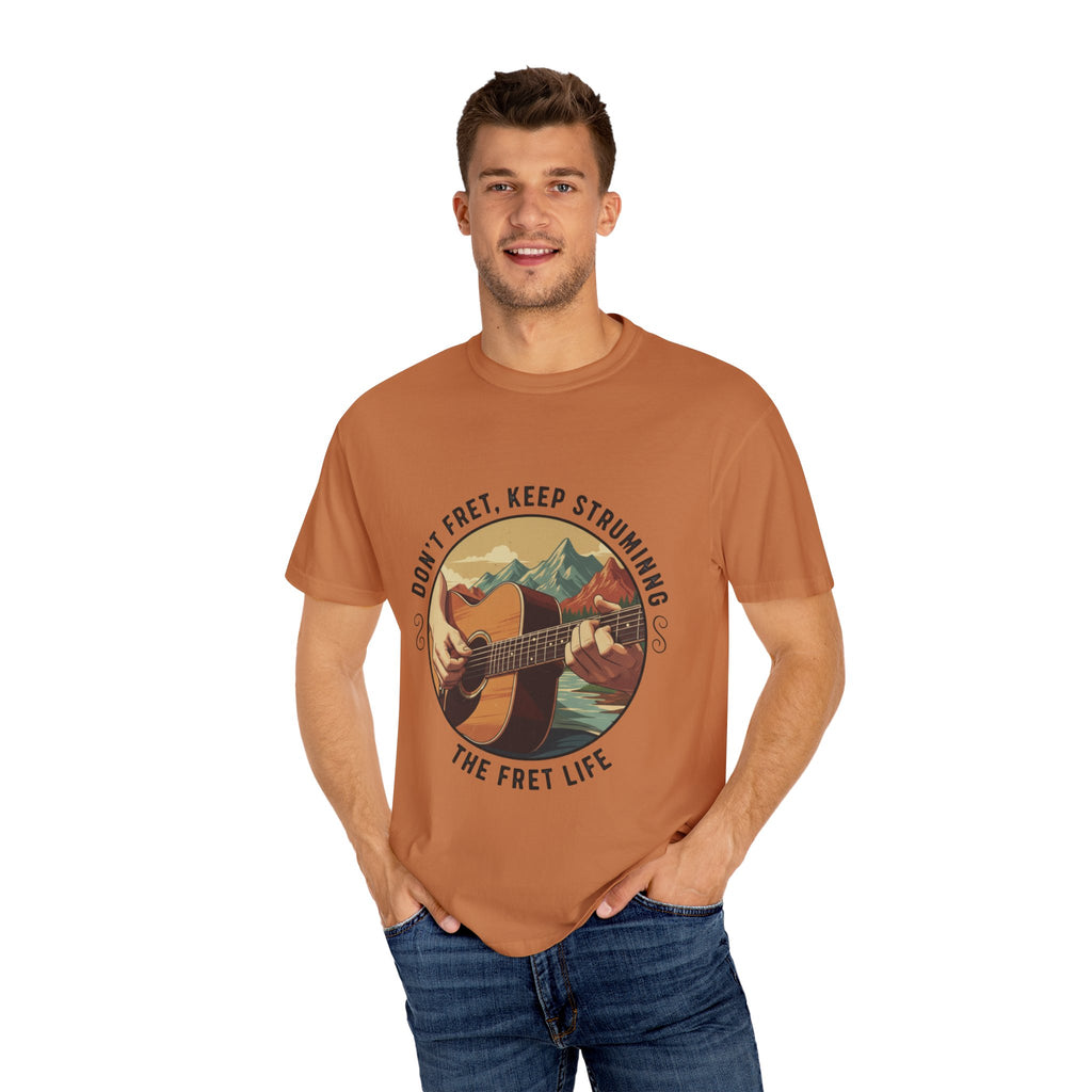 Don't Fret, Keep Strumming: Mountain Lake Serenade Tee