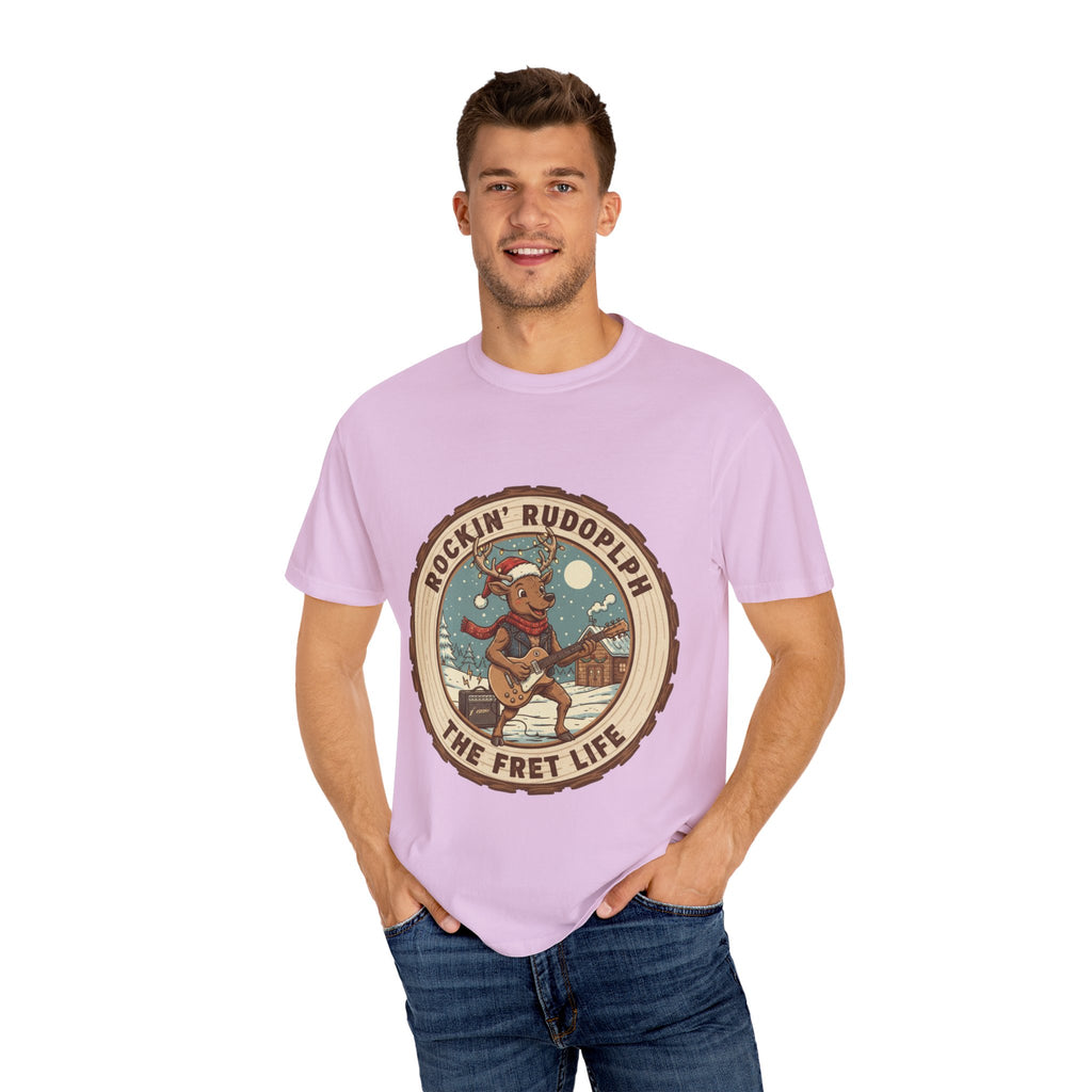Rockin' Rudolph Christmas T-Shirt | Funny Reindeer Guitar Tee