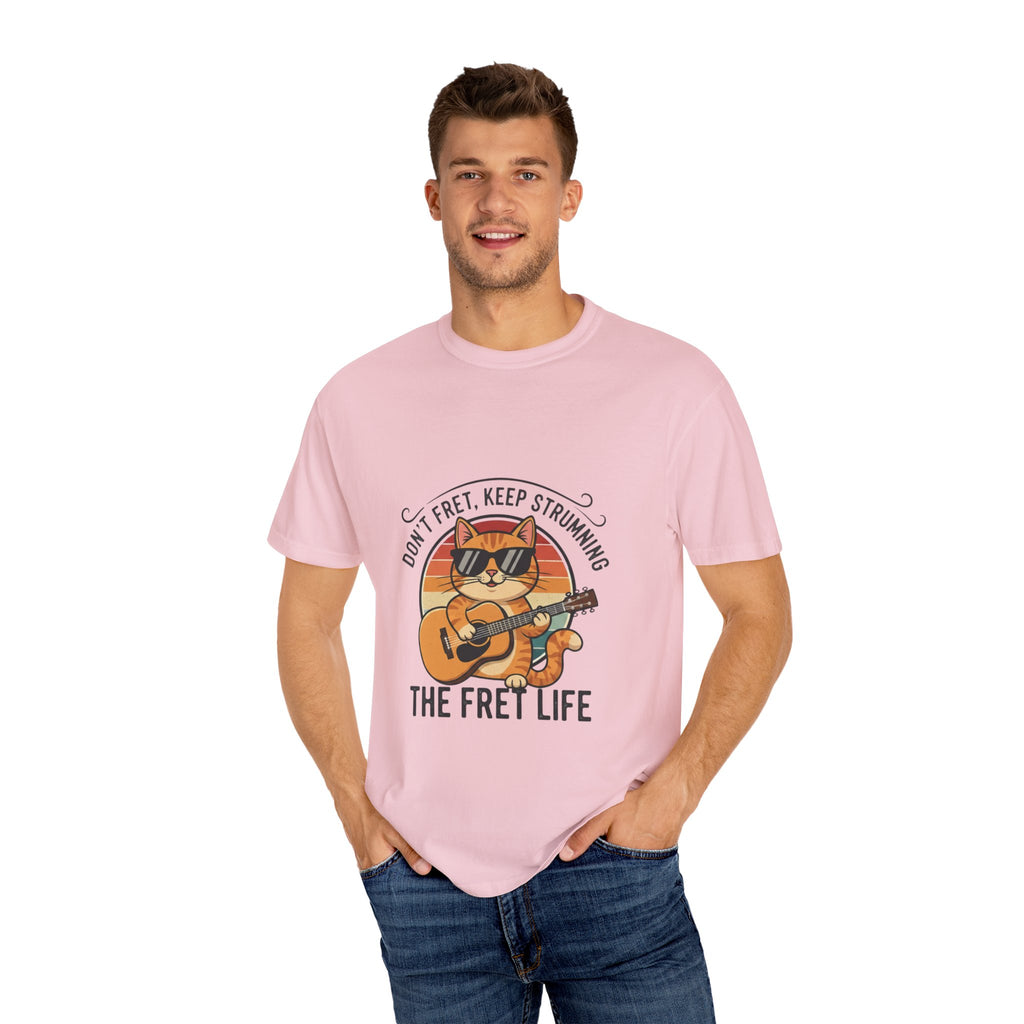 Don't Fret, Keep Strumming: Cat & Guitar Lover's Tee