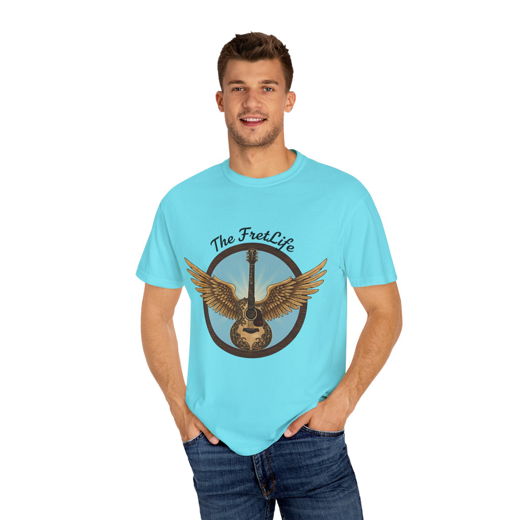 Winged Guitar T-shirt - The Fret Life Logo, Music Lover Gift