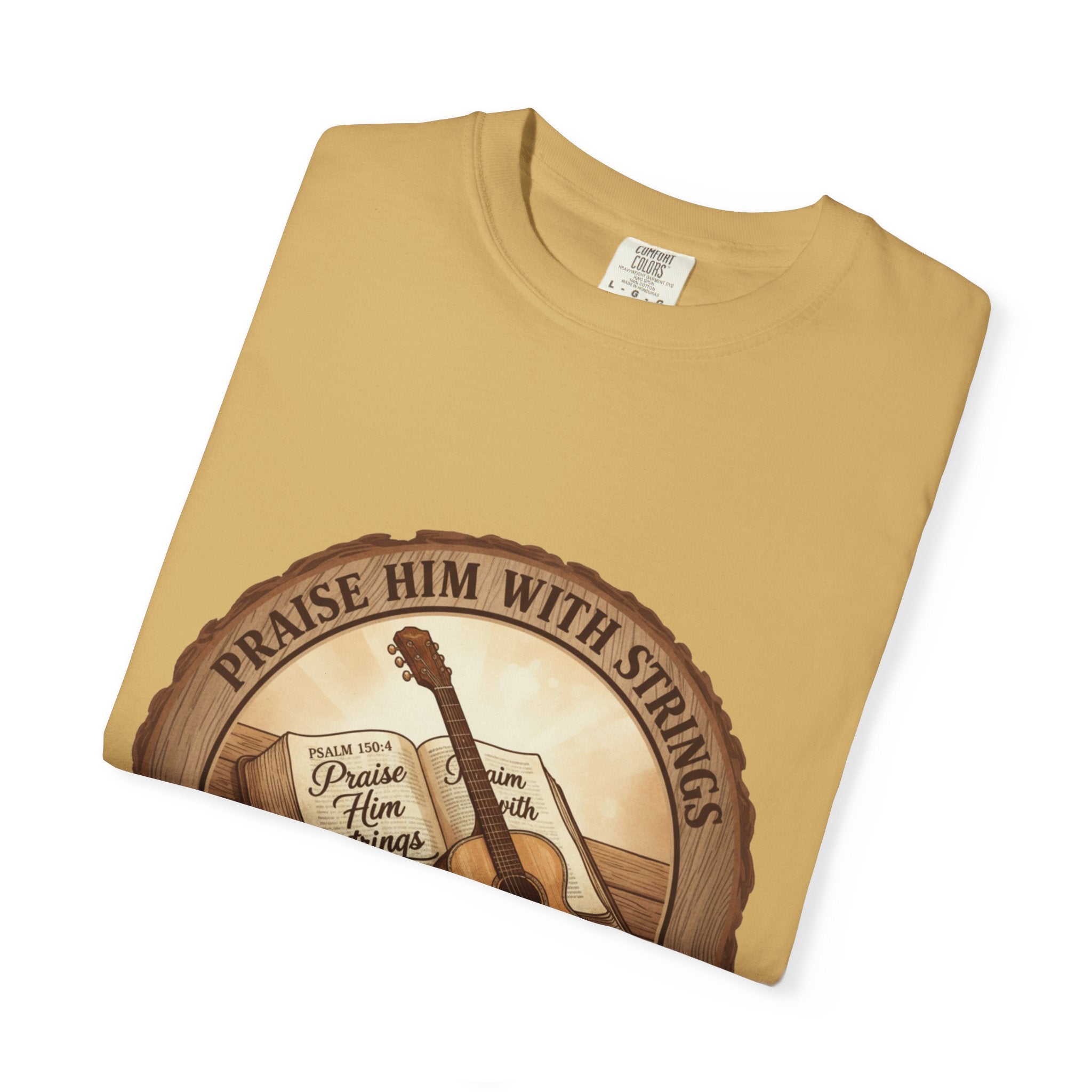Praise Him With Strings T-Shirt | Psalm 150:4 Christian Guitar Tee