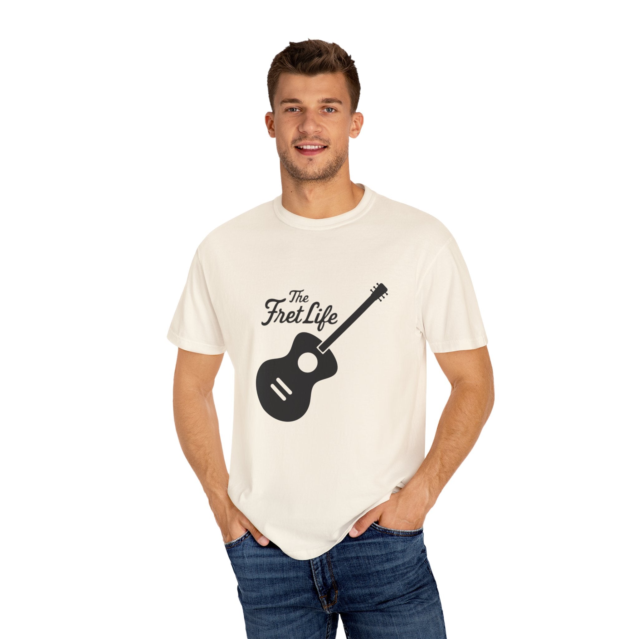 Acoustic Guitar, The Fret Life, Unisex Garment-Dyed T-shirt