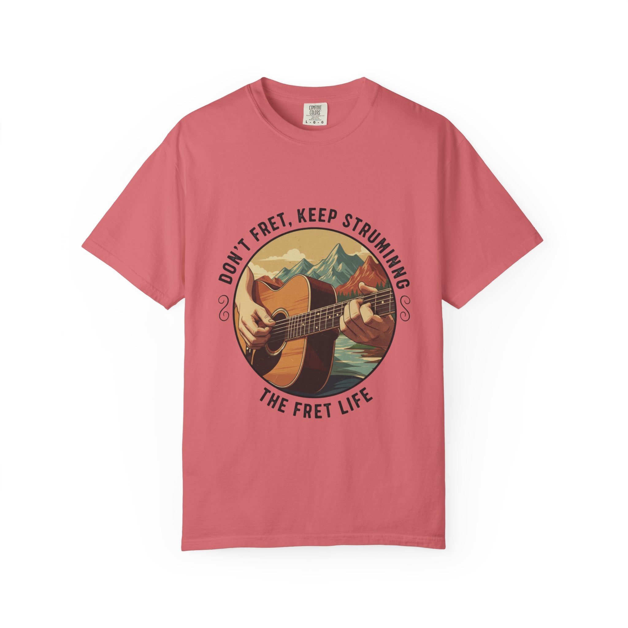 Don't Fret, Keep Strumming: Mountain Lake Serenade Tee