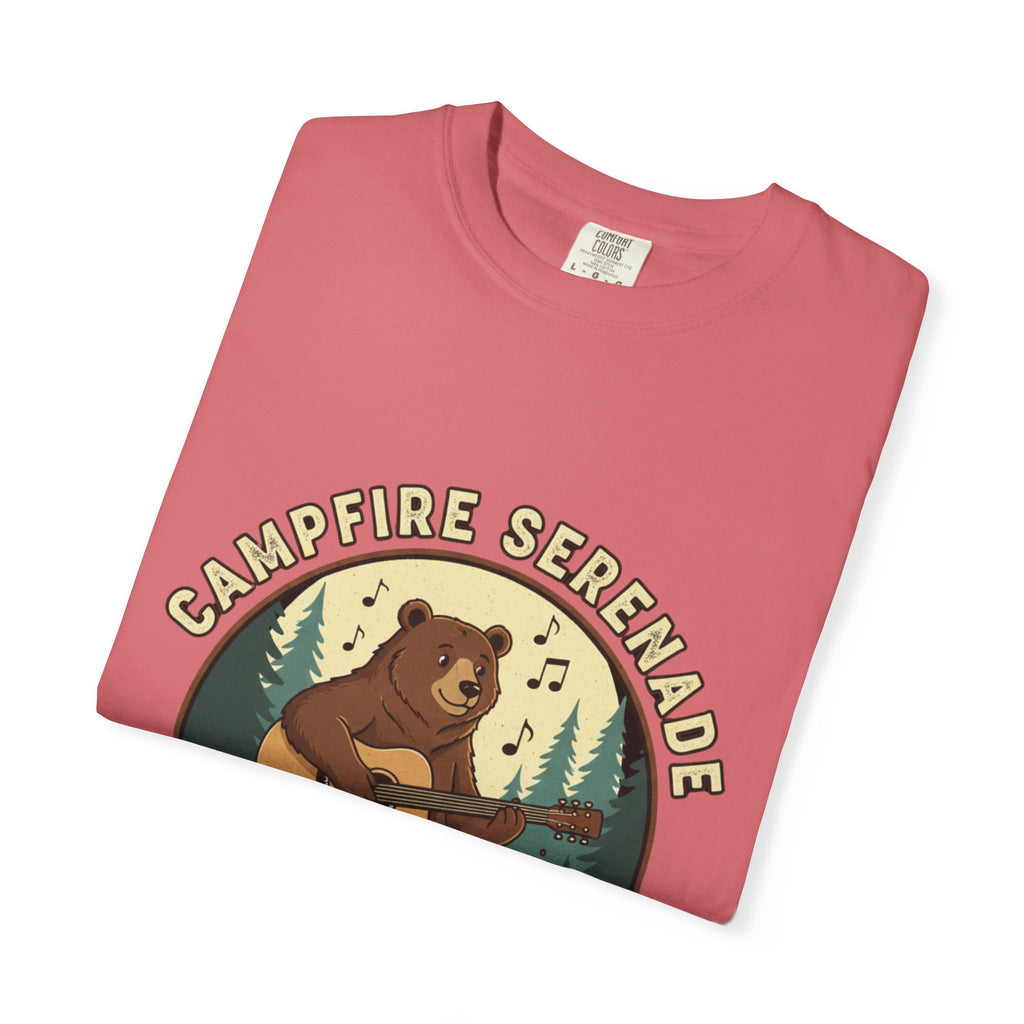 Campfire Serenade, Bear playing guitar design Garment-Dyed T-shirt