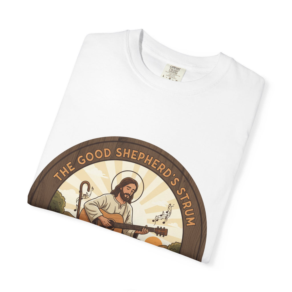 The Good Shepherd's Strum T-Shirt: Led by the Ultimate Musician.