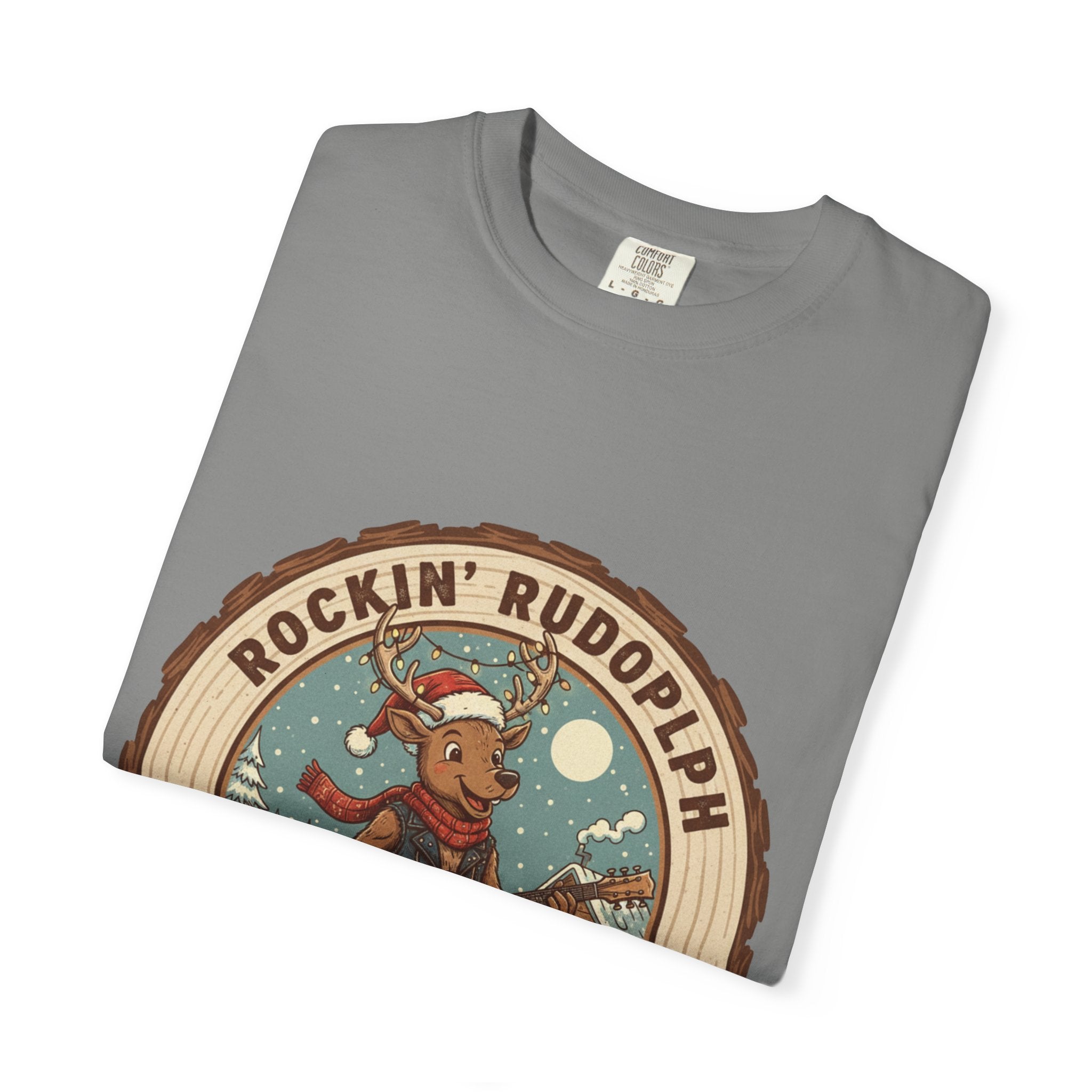 Rockin' Rudolph Christmas T-Shirt | Funny Reindeer Guitar Tee