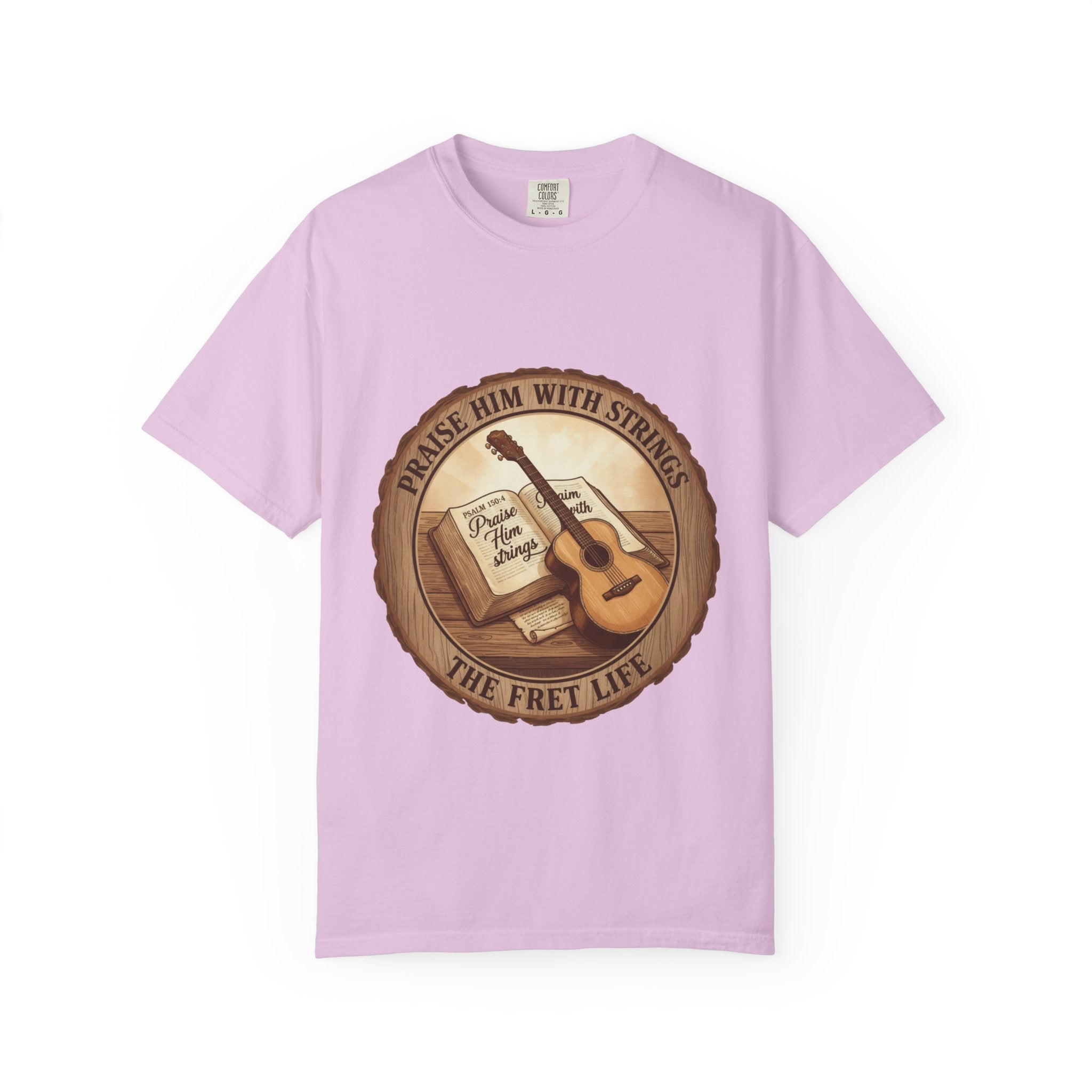 Praise Him With Strings T-Shirt | Psalm 150:4 Christian Guitar Tee