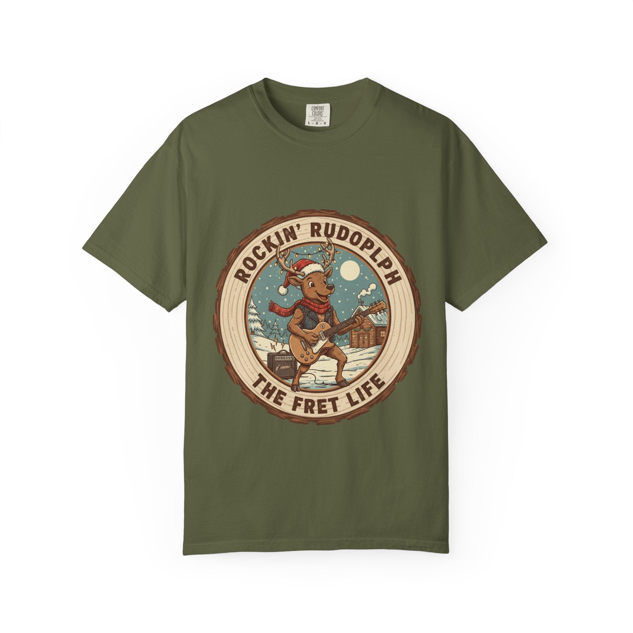 Rockin' Rudolph Christmas T-Shirt | Funny Reindeer Guitar Tee