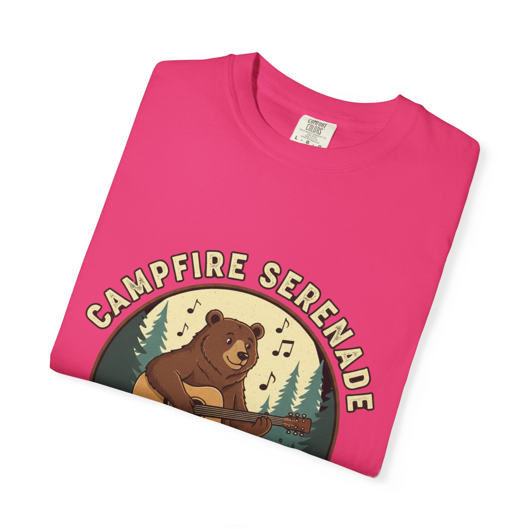 Campfire Serenade, Bear playing guitar design Garment-Dyed T-shirt