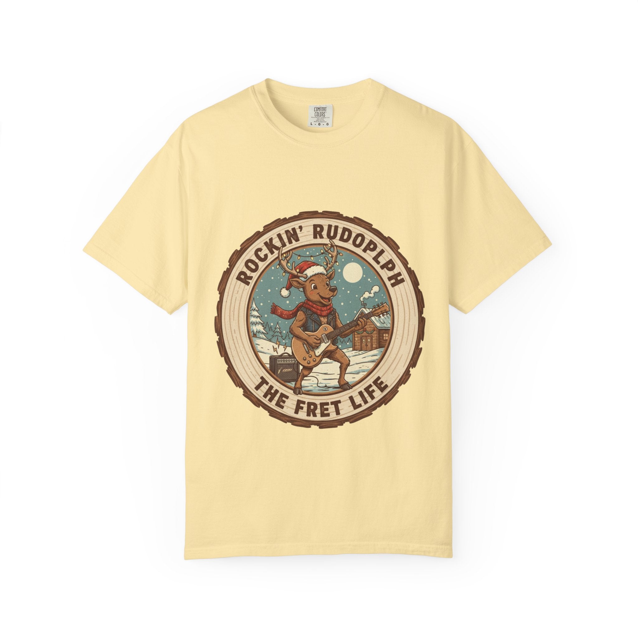 Rockin' Rudolph Christmas T-Shirt | Funny Reindeer Guitar Tee