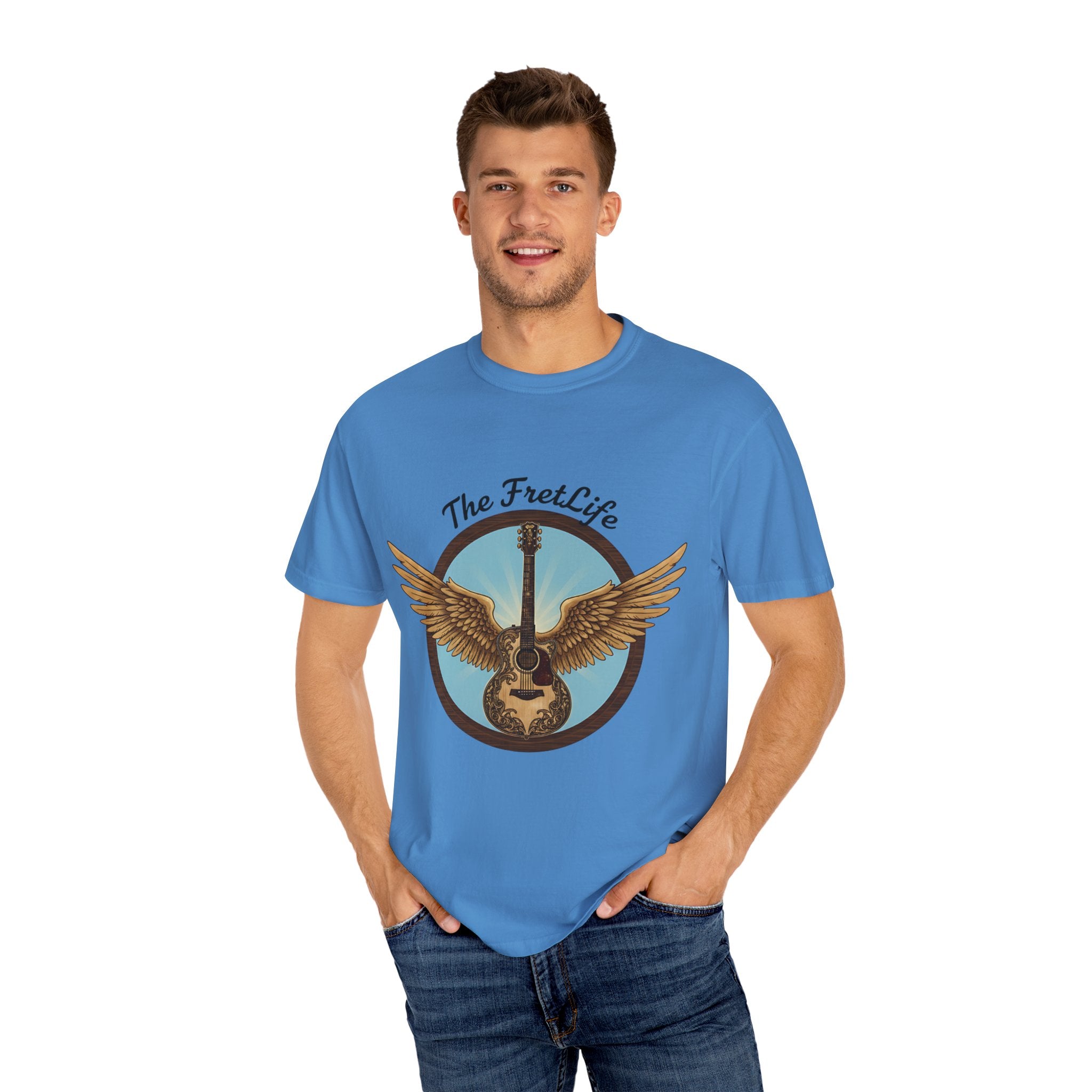 Winged Guitar T-shirt - The Fret Life Logo, Music Lover Gift