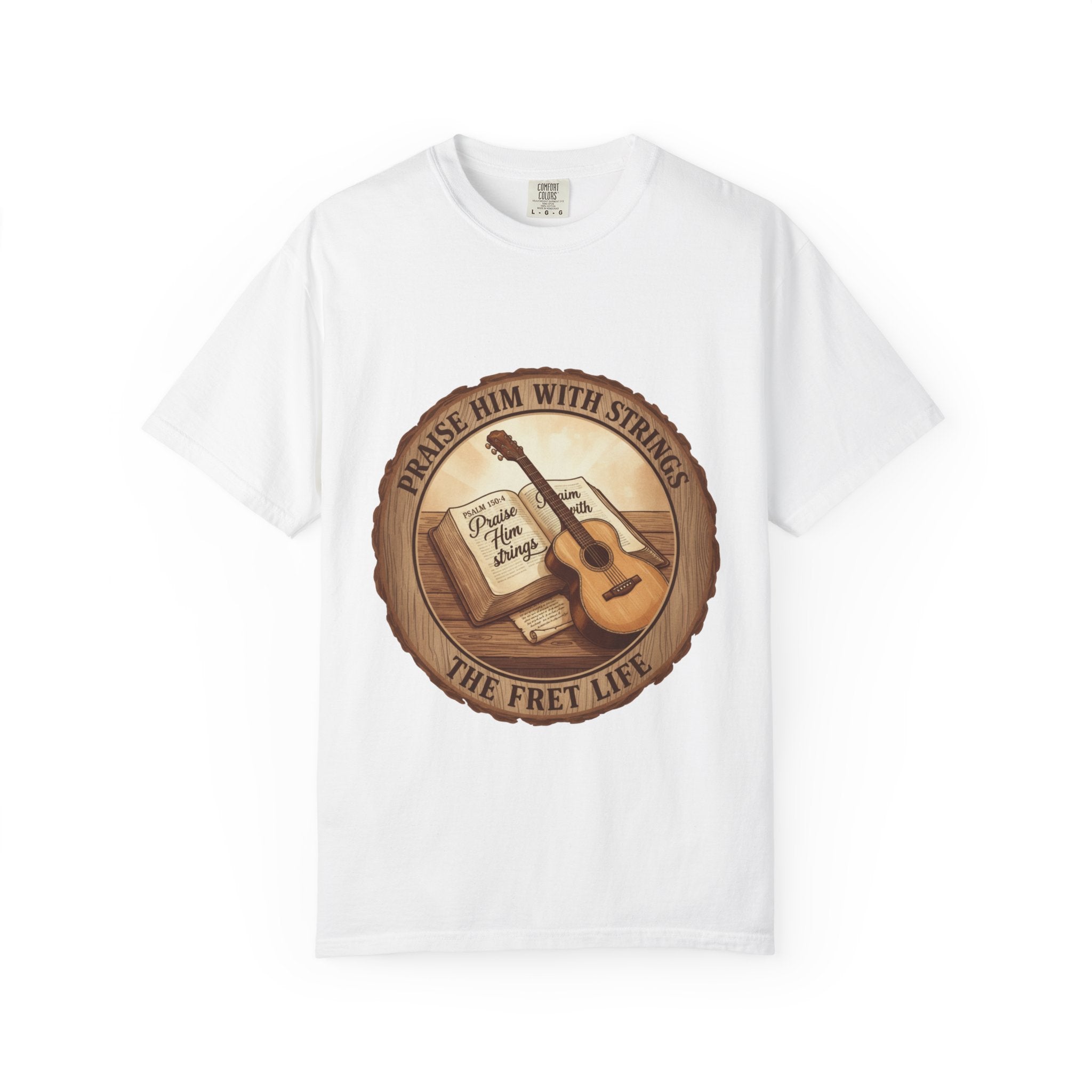 Praise Him With Strings T-Shirt | Psalm 150:4 Christian Guitar Tee