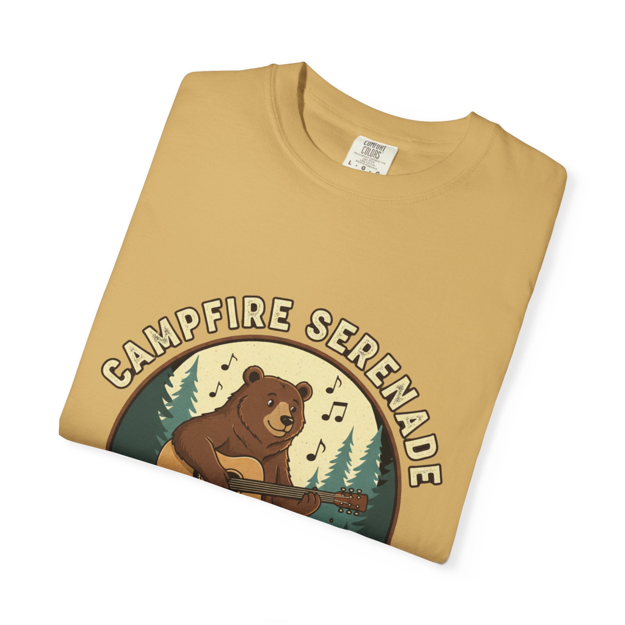 Campfire Serenade, Bear playing guitar design Garment-Dyed T-shirt