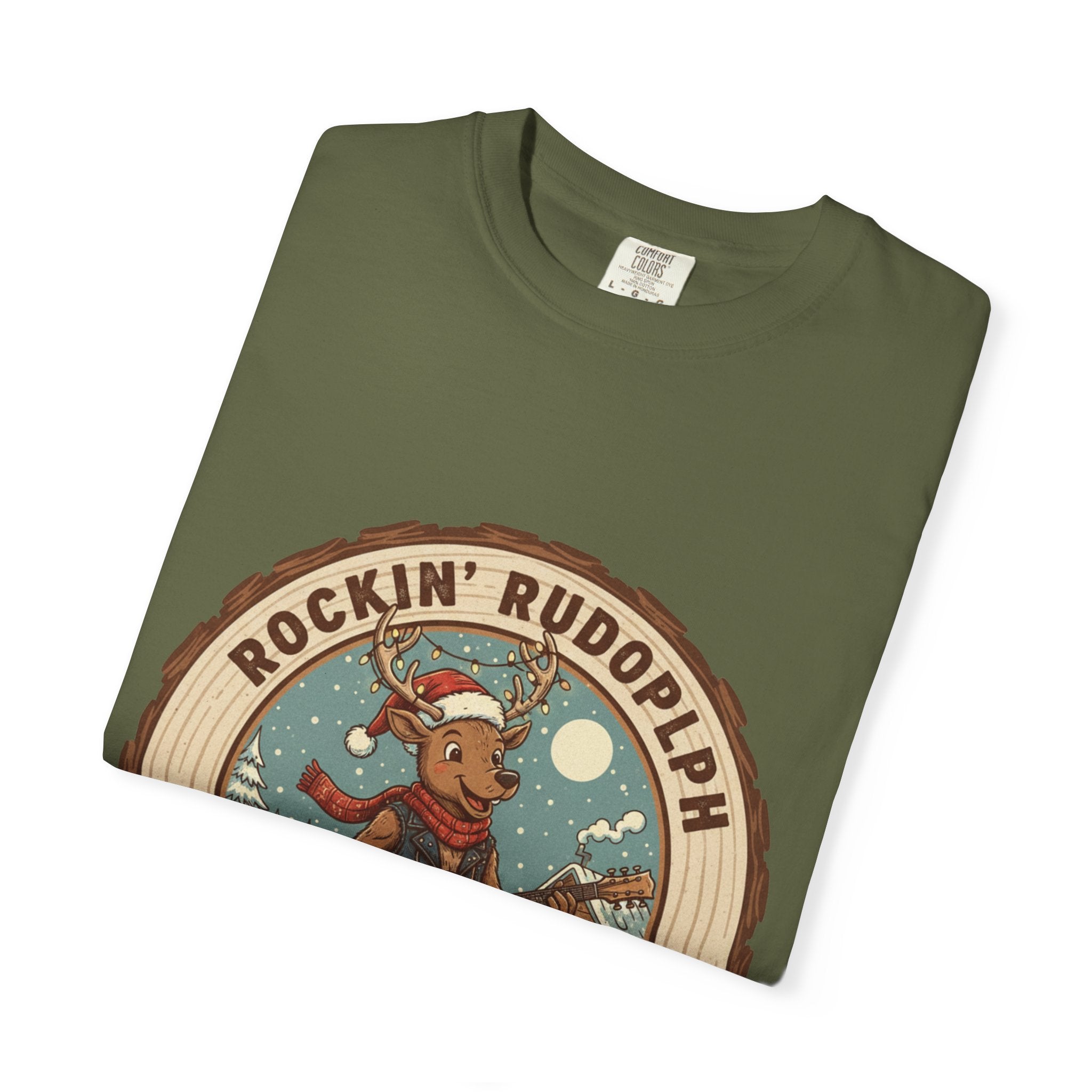 Rockin' Rudolph Christmas T-Shirt | Funny Reindeer Guitar Tee