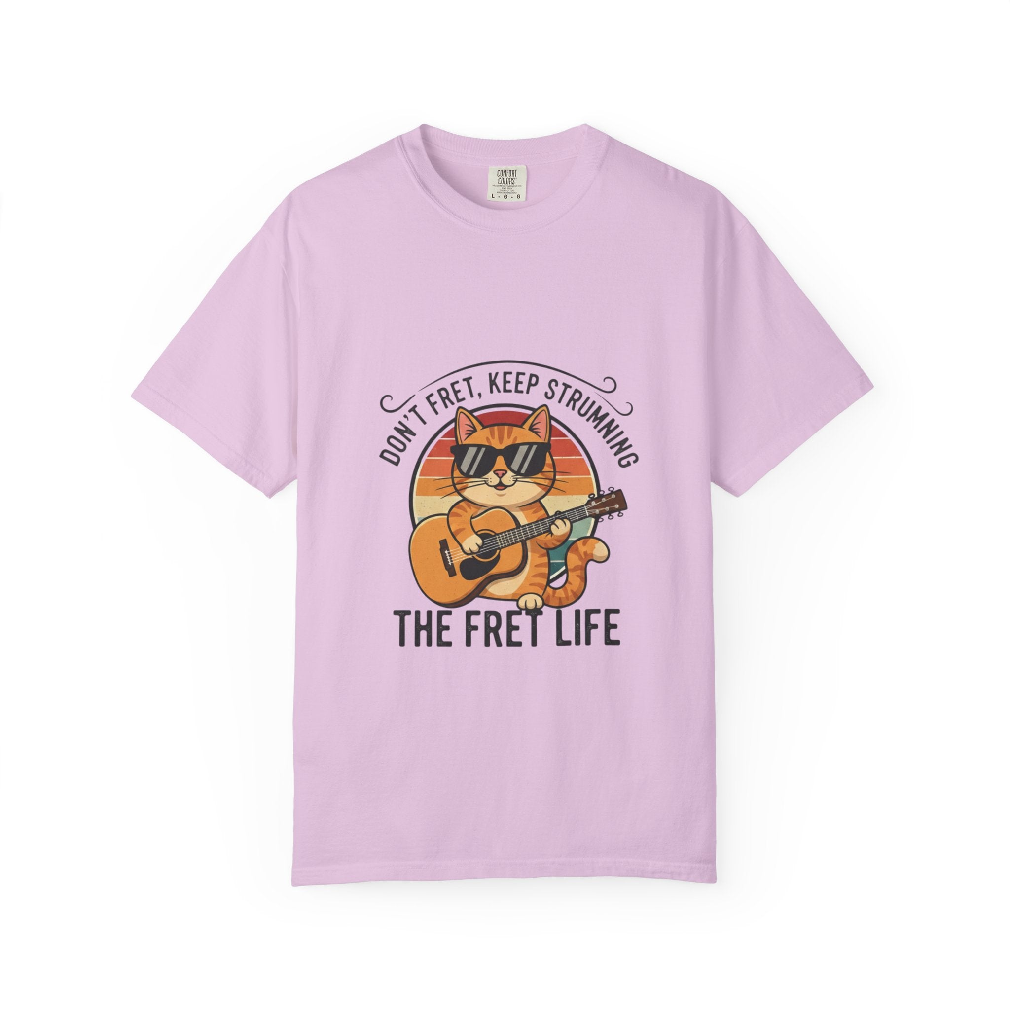 Don't Fret, Keep Strumming: Cat & Guitar Lover's Tee