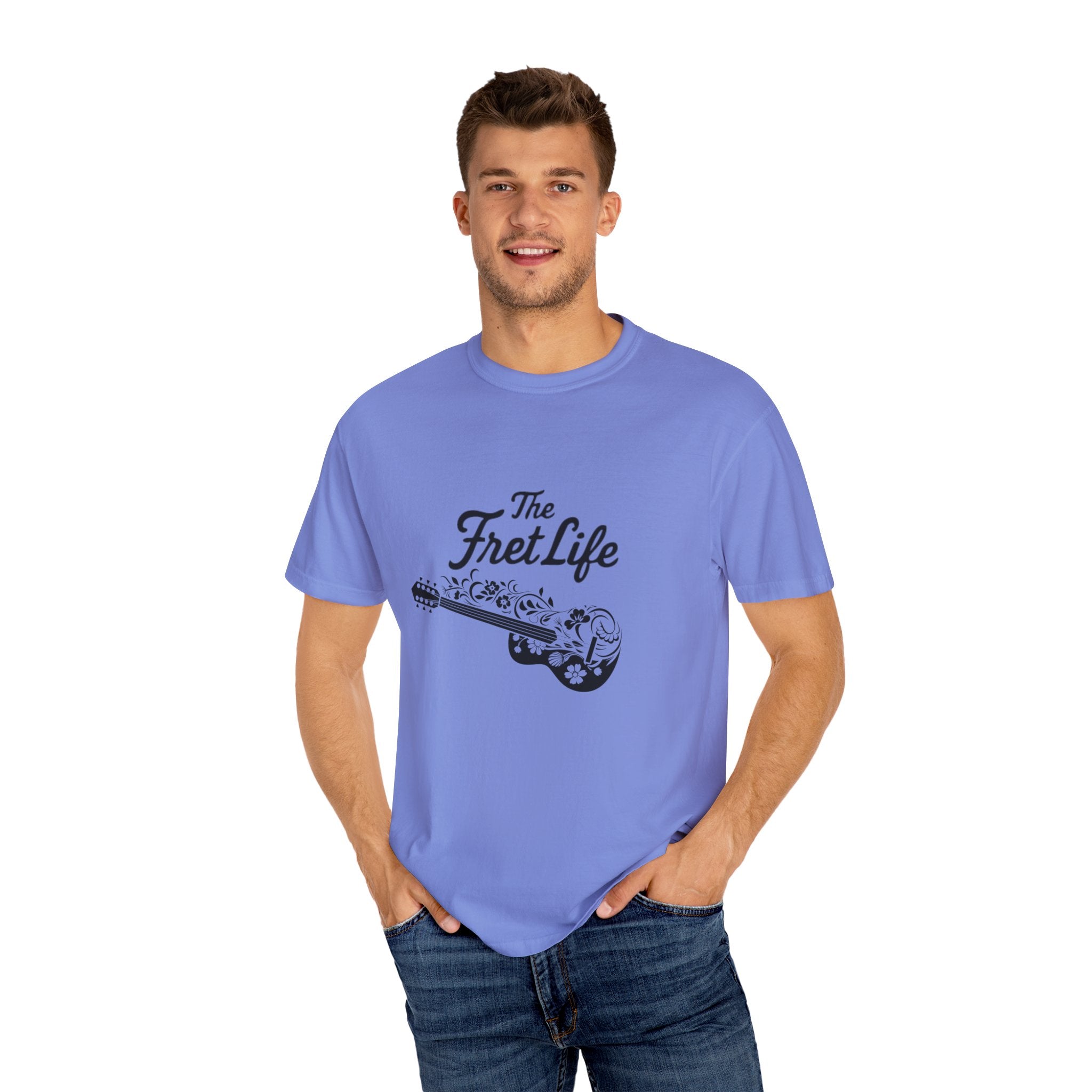 T-shirt - Flower Guitar 'The Fret Life' Subtle Design - Music and Guitar Lover Gift
