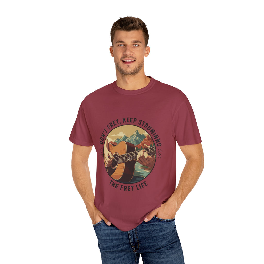 Don't Fret, Keep Strumming: Mountain Lake Serenade Tee