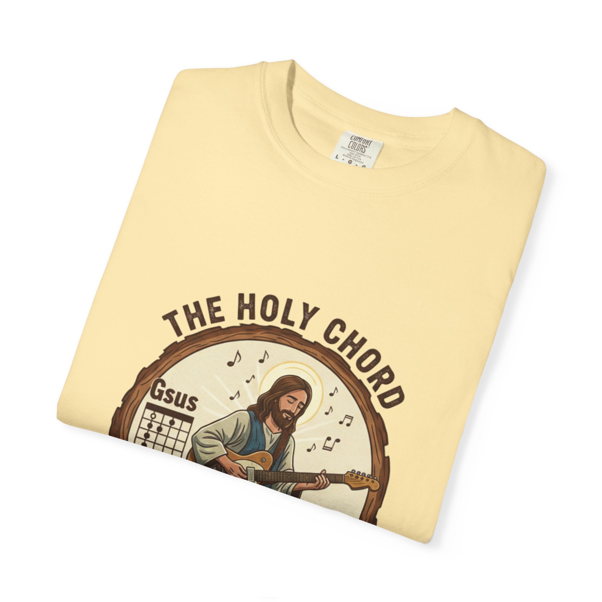 The Holy Chord Gsus T-Shirt: Faith, Music, and the Fret Life.