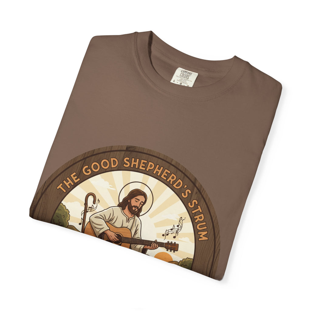 The Good Shepherd's Strum T-Shirt: Led by the Ultimate Musician.